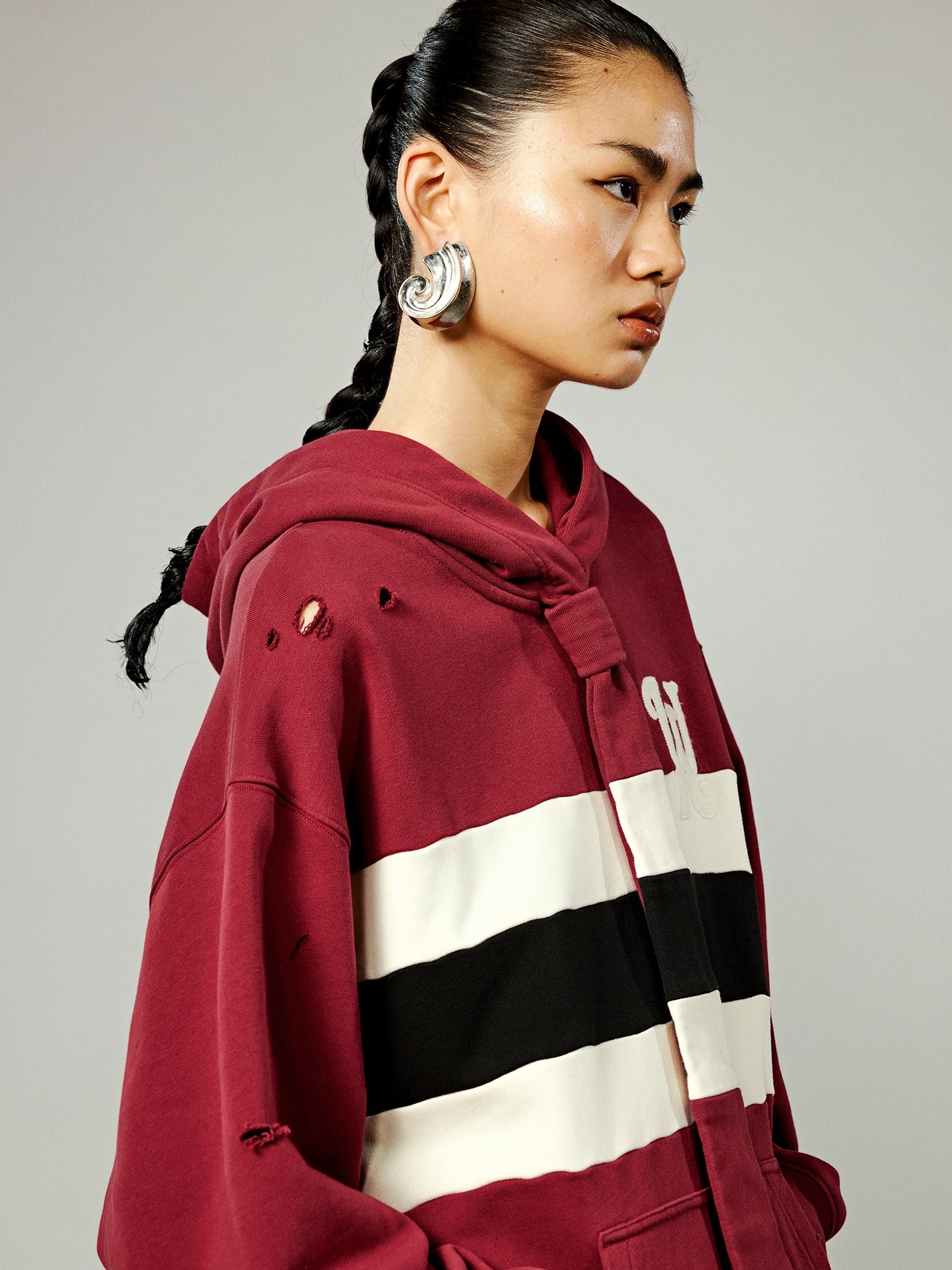 Illusion tie academy striped hoodie