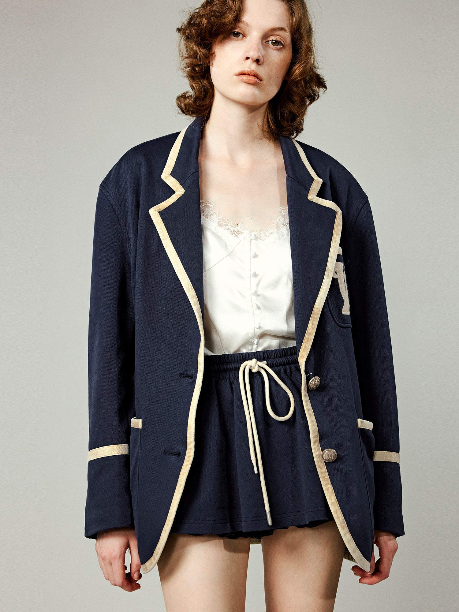 Collegiate contrast trim blazer