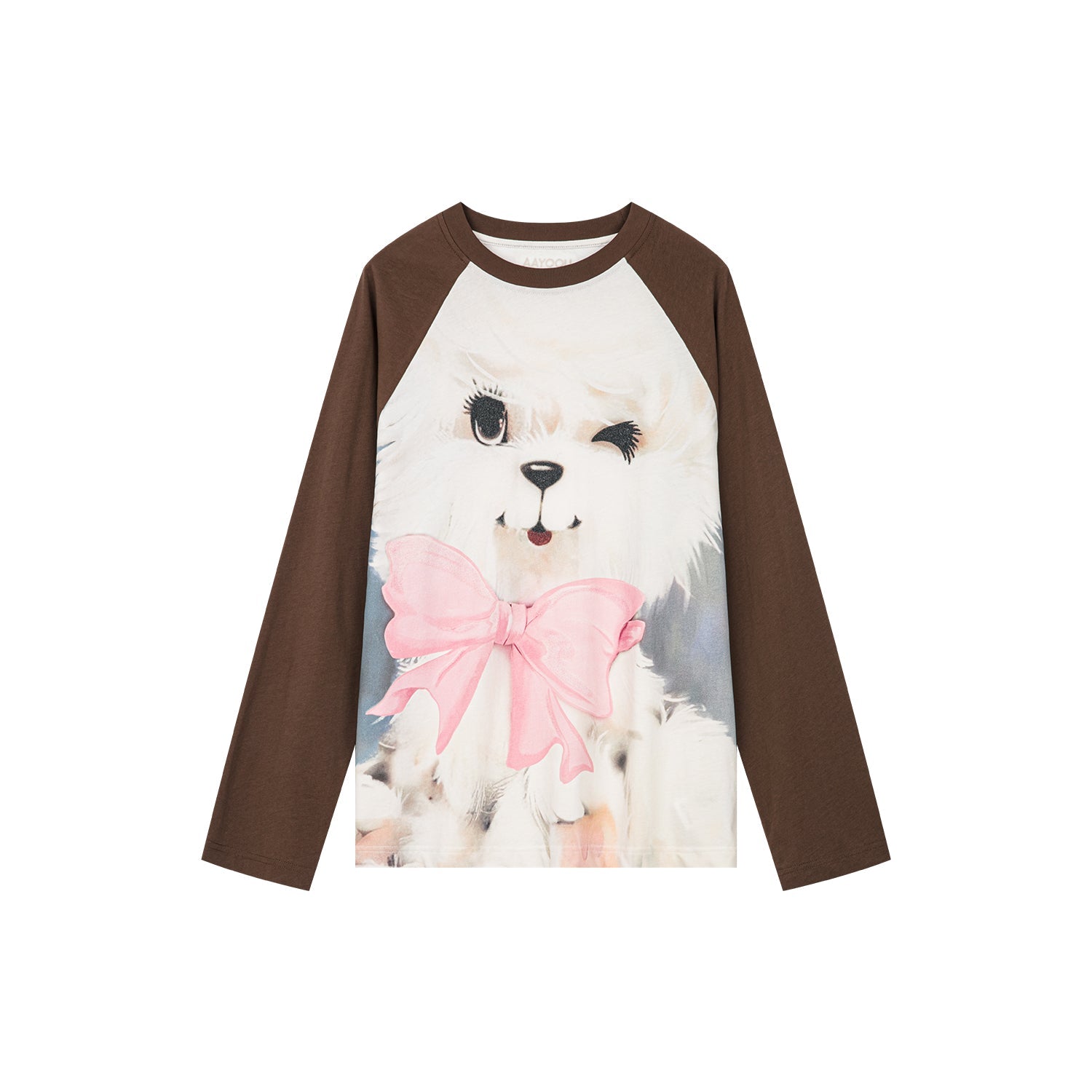 遊び心のある犬のラグランスリーブTシャツ