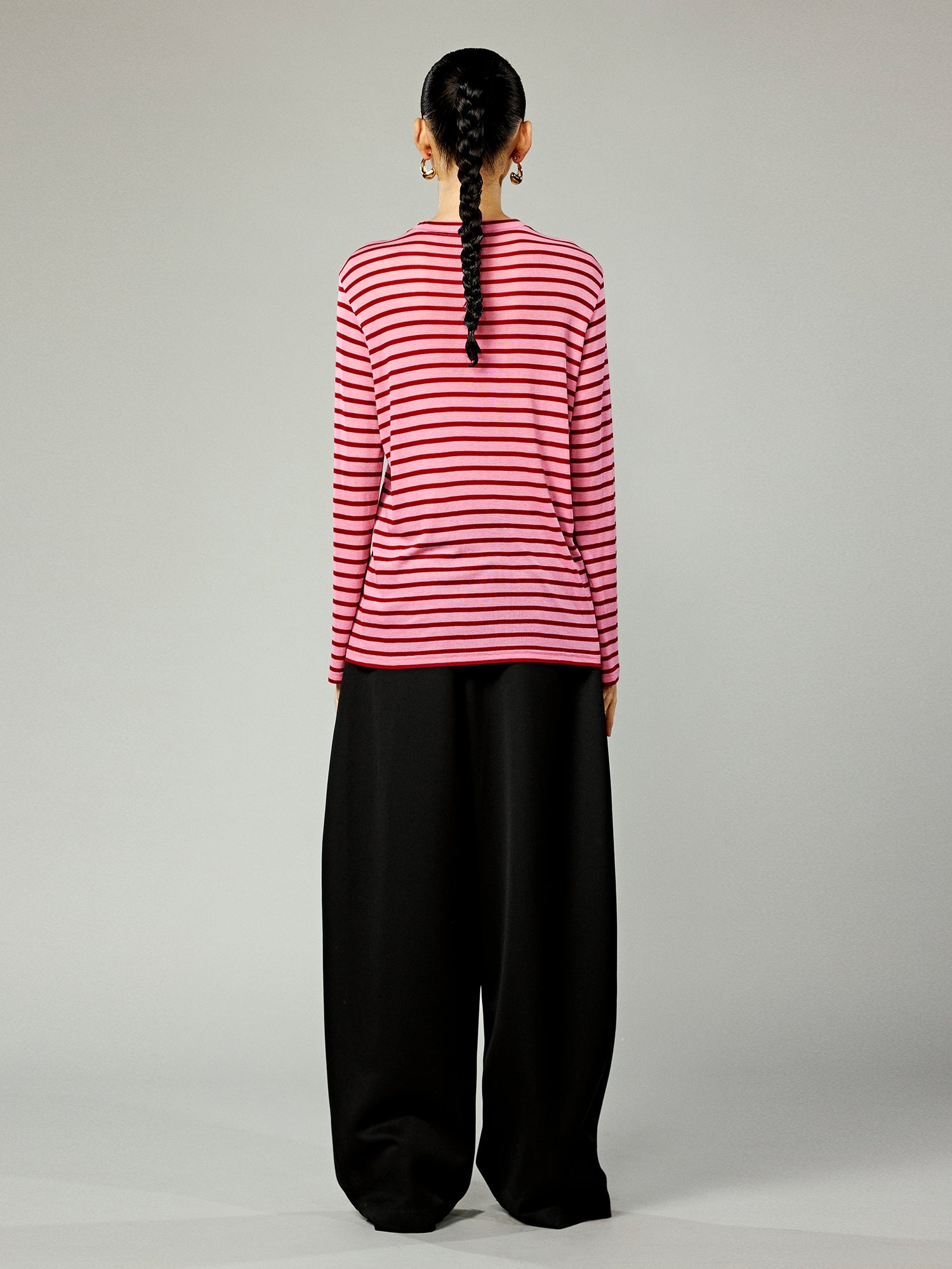 Wide-leg double-pleat trousers