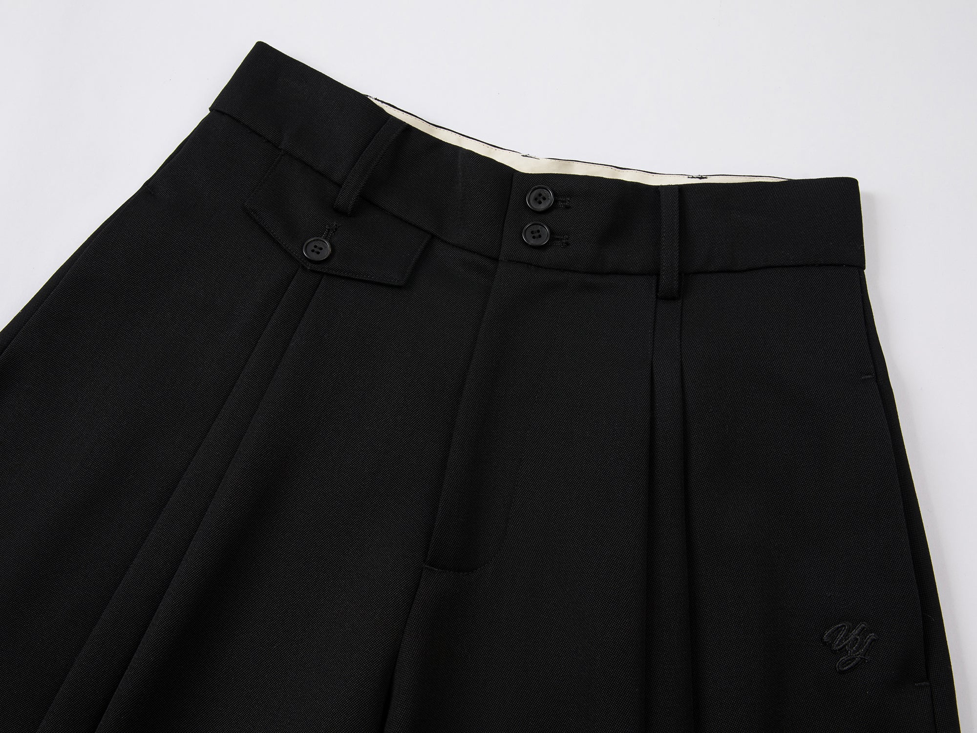 Wide-leg double-pleat trousers