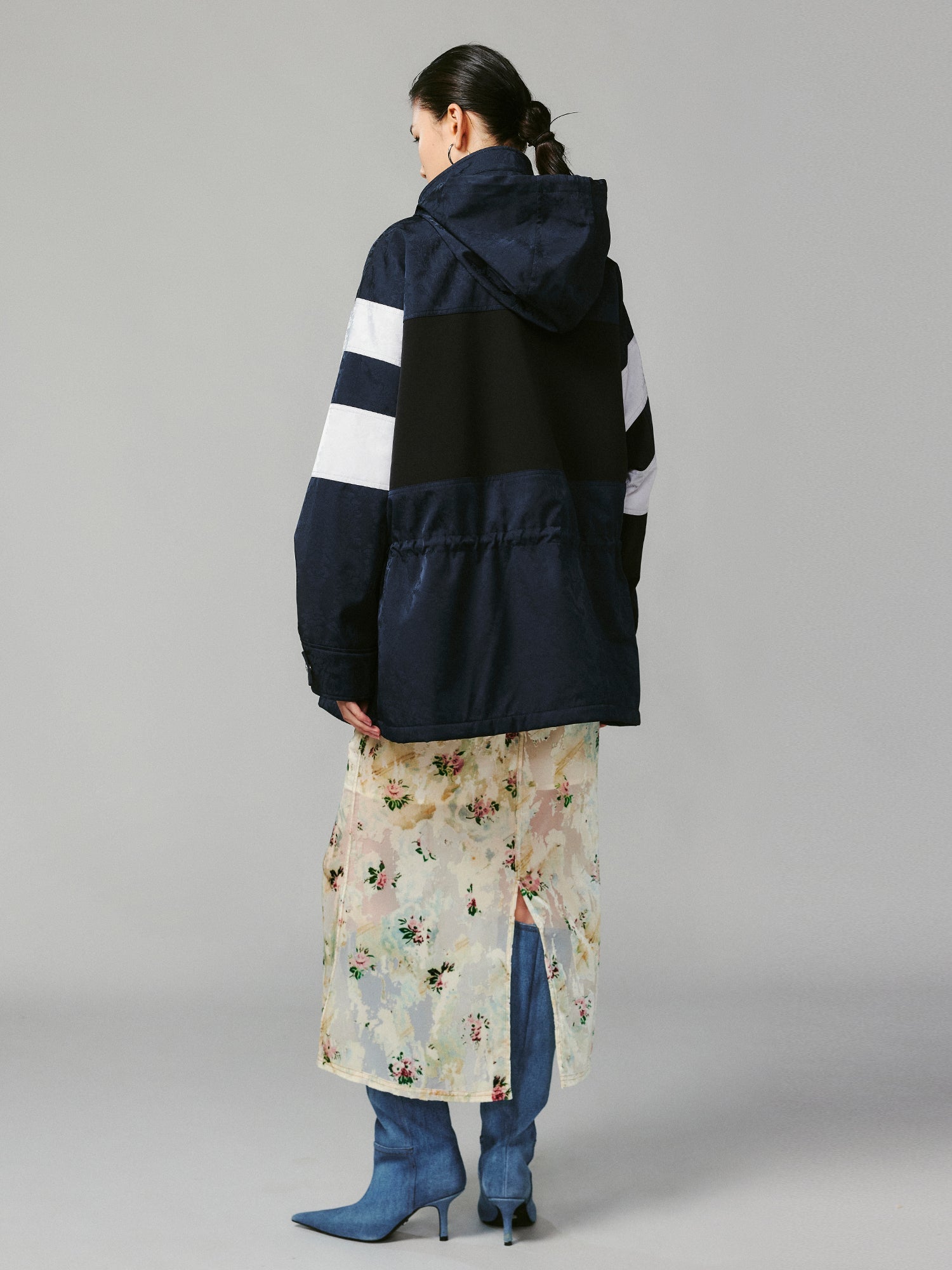 Satin utility padded parka jacket