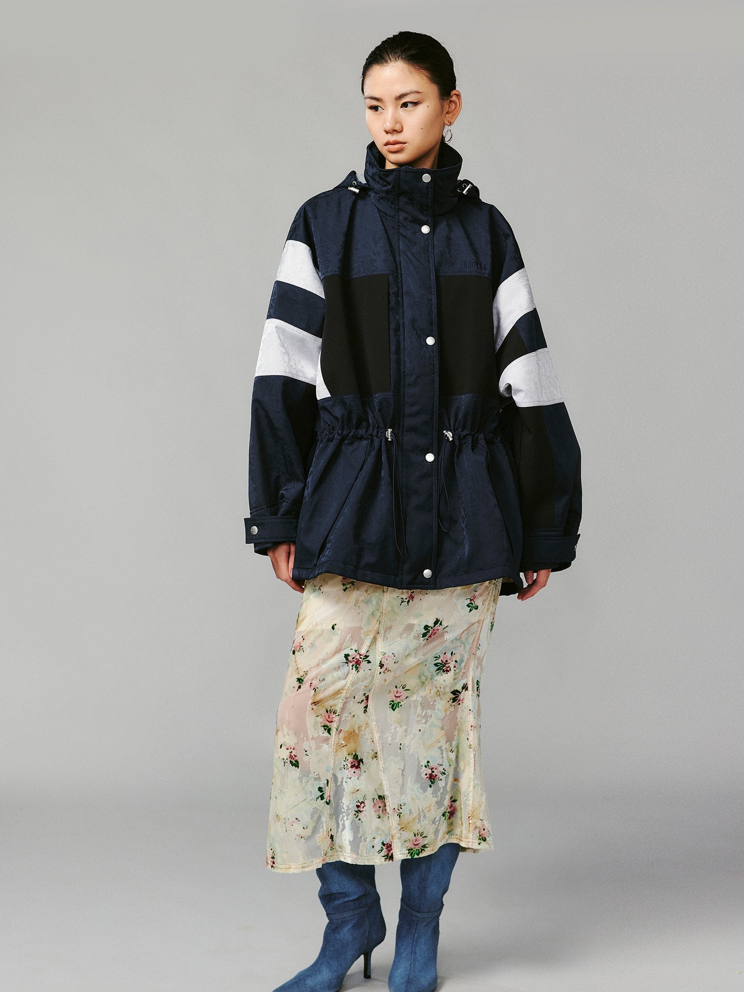 Satin utility padded parka jacket