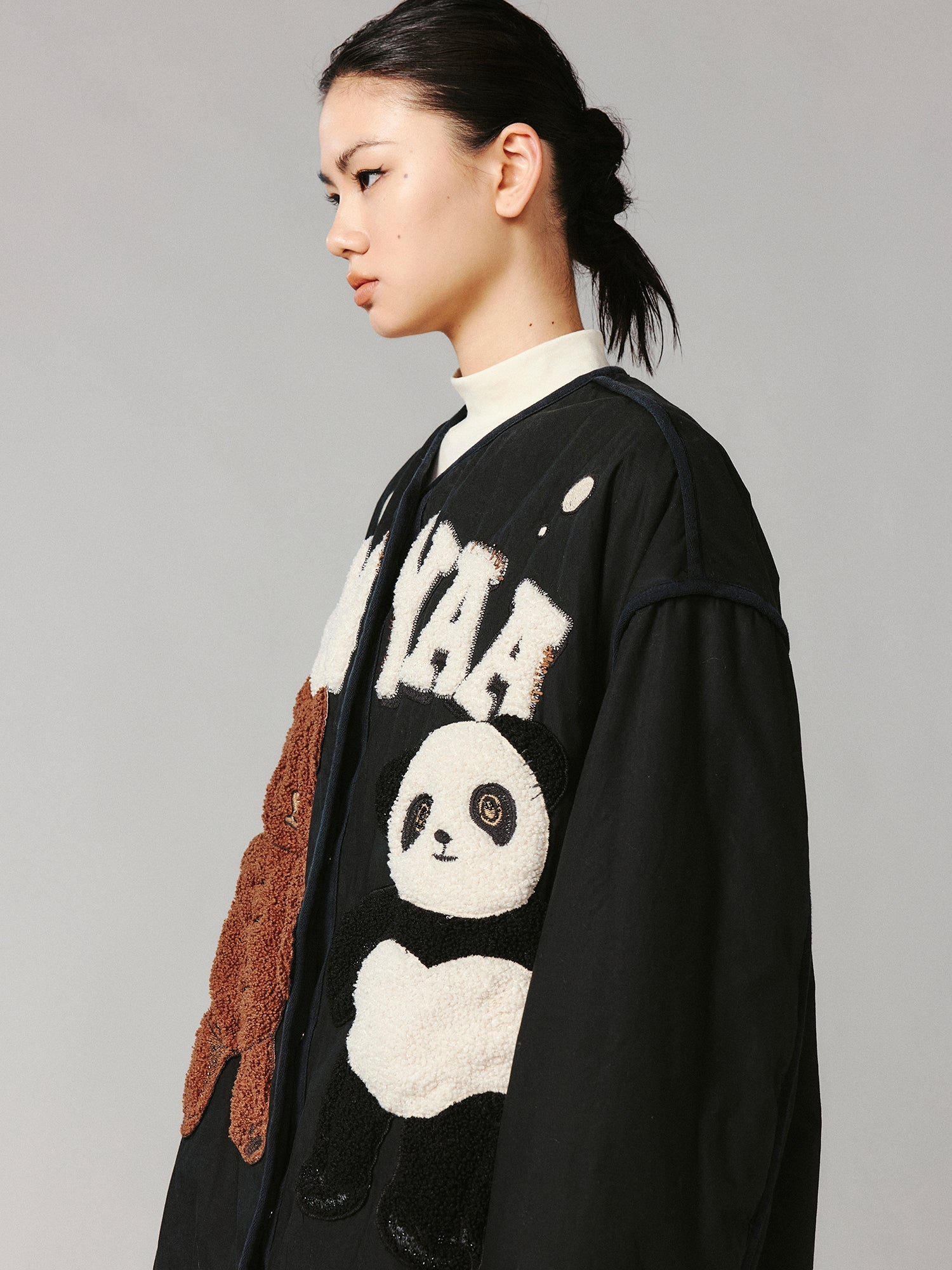 ''Panda and Bear" plush cotton jacket