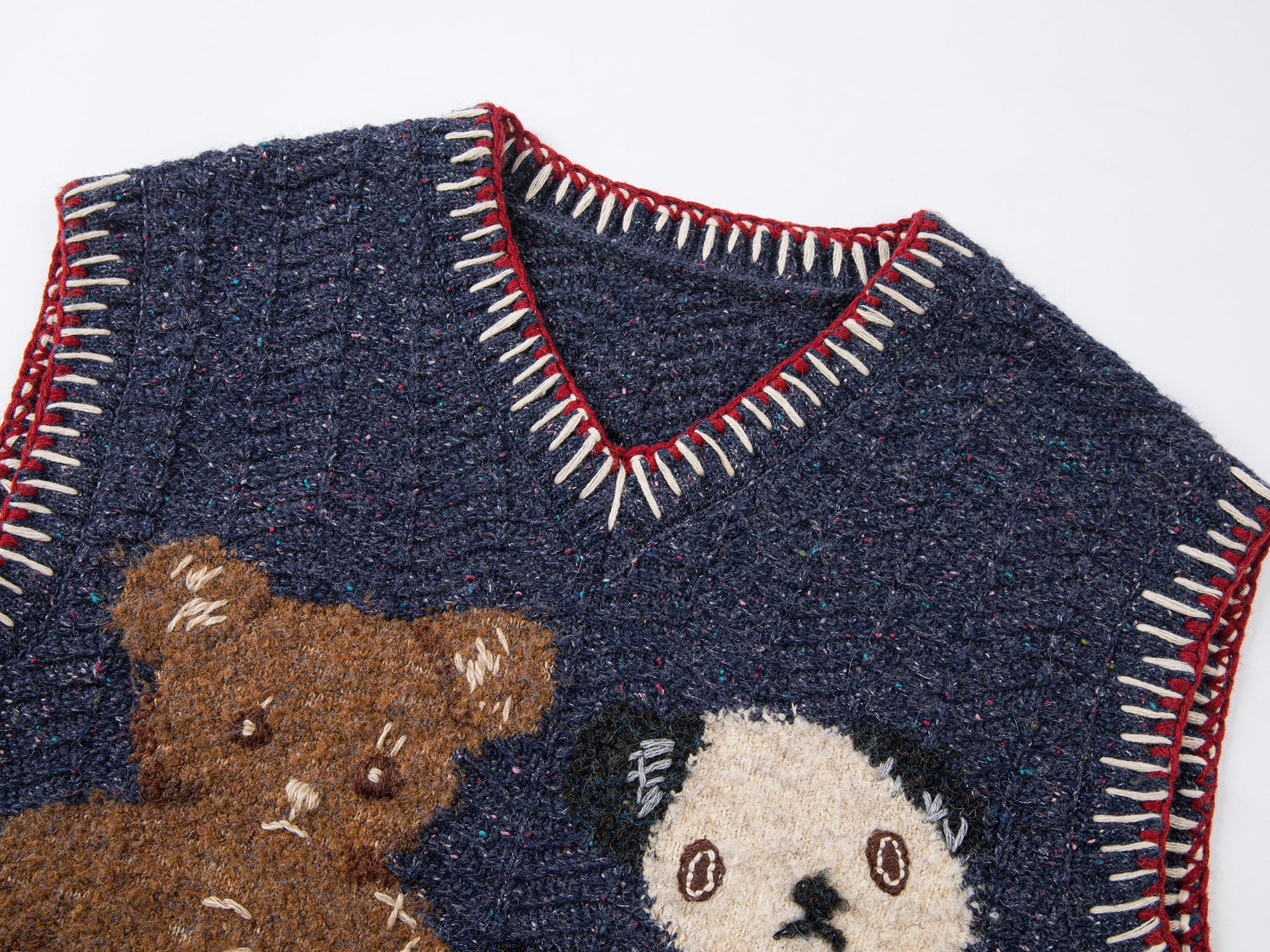 ''Panda and Bear" knitted v-neck sweater vest