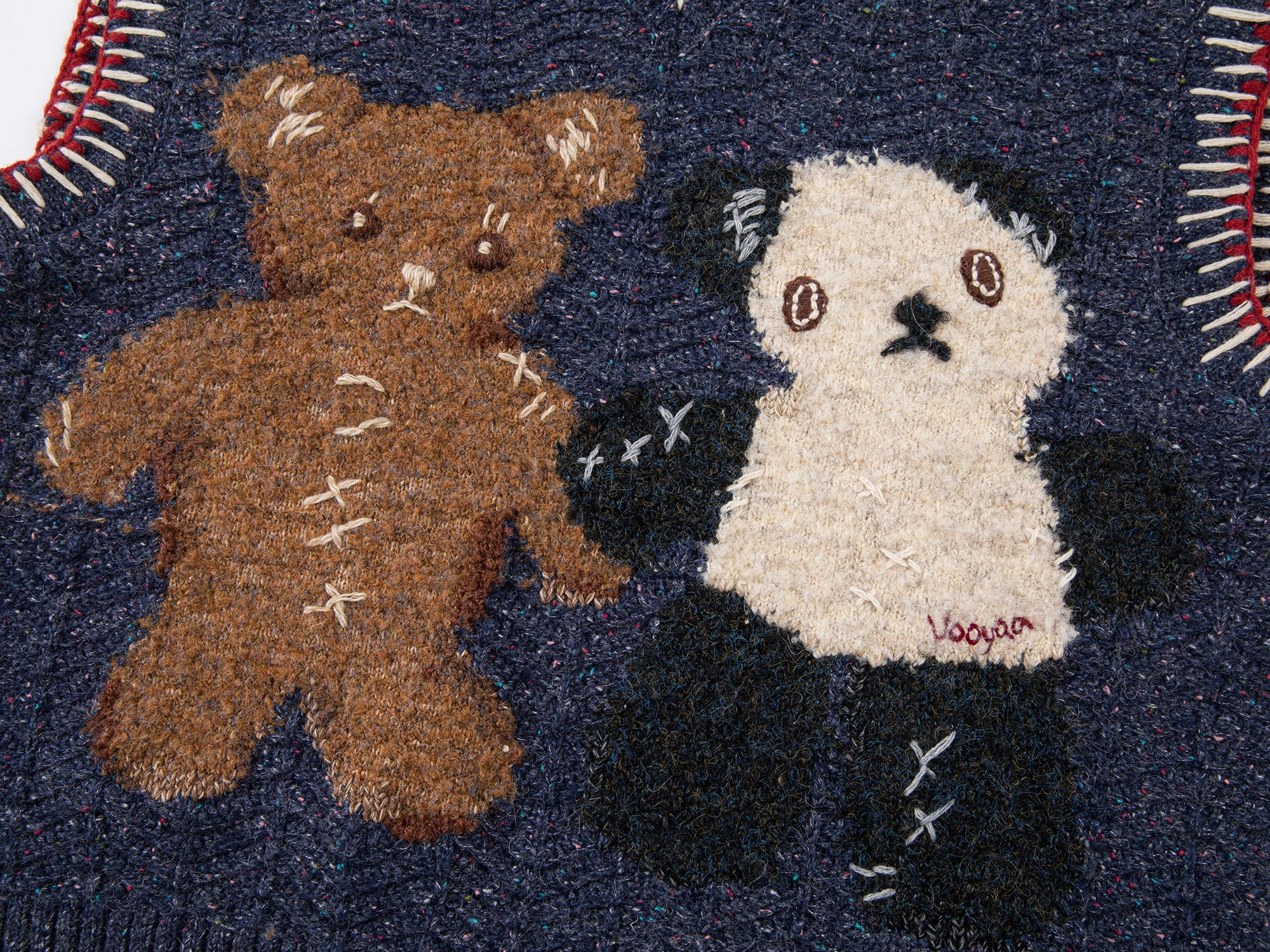 ''Panda and Bear" knitted v-neck sweater vest