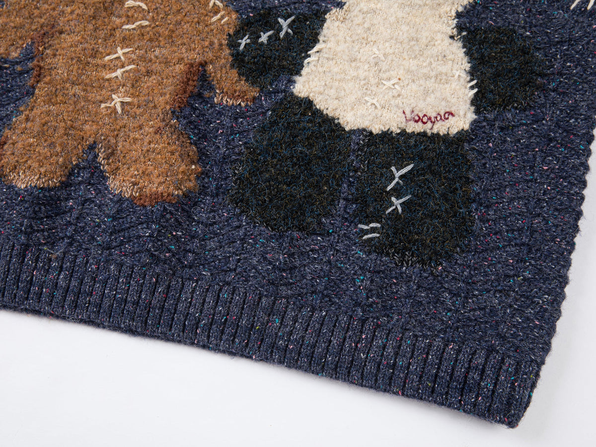 「パンダとクマ」ニットVネックセーターベスト