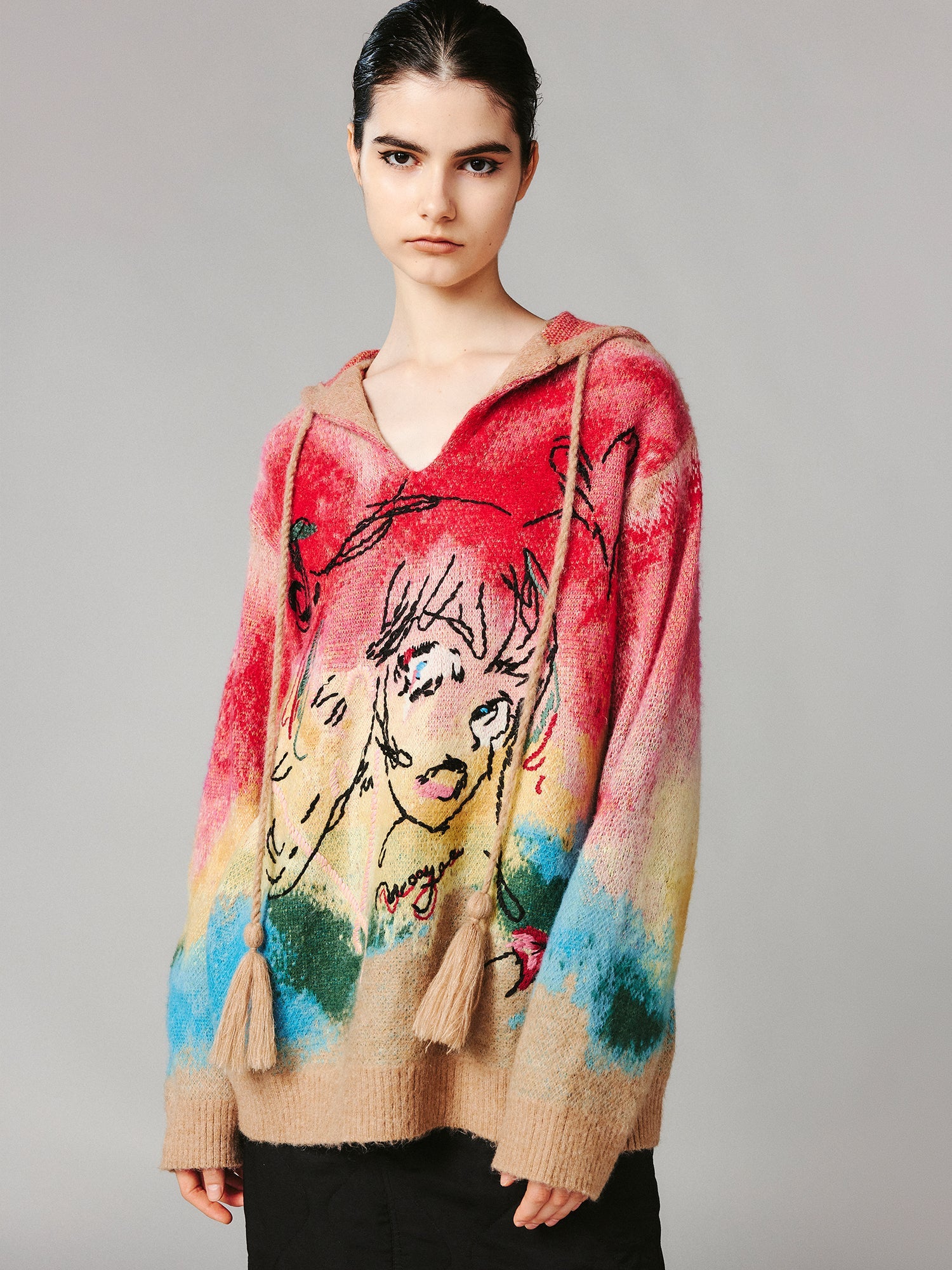 Graffiti anime girl hooded sweater