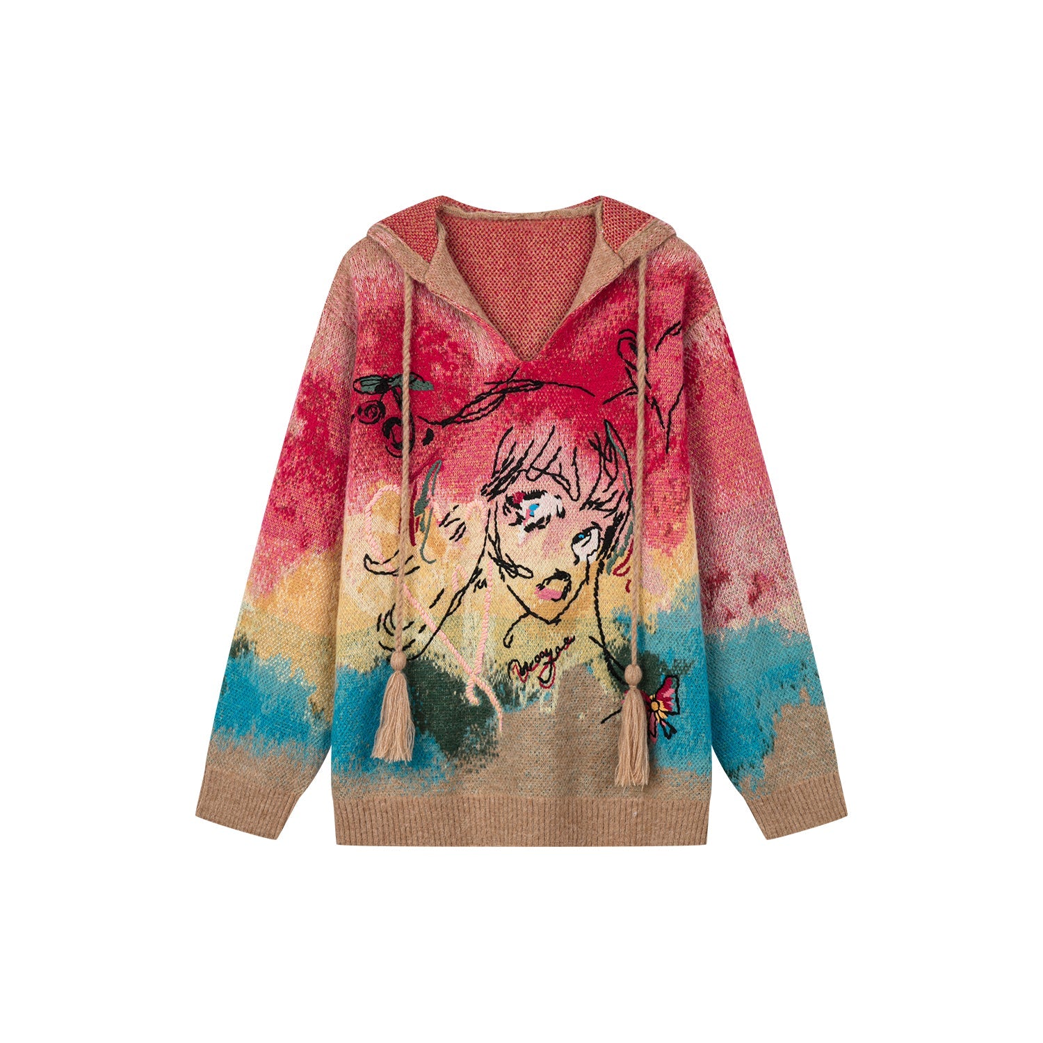 Graffiti anime girl hooded sweater