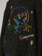 Graffiti anime girl sweater in dark grey