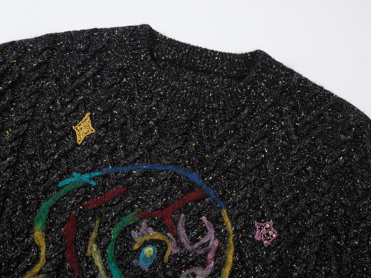 Graffiti anime girl sweater in dark grey