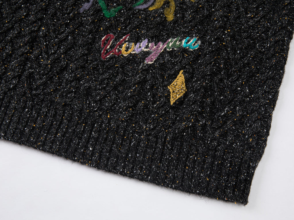 Graffiti anime girl sweater in dark grey