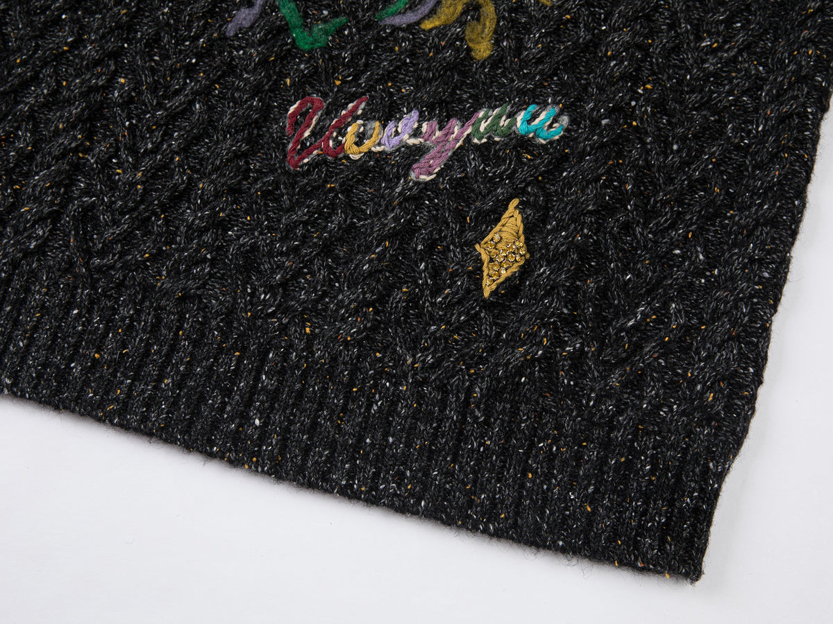 Graffiti anime girl sweater in dark grey