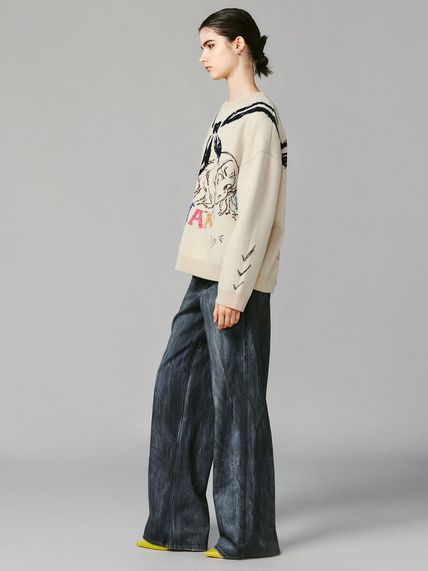 Graffiti trompe l'oeil sailor collar anime girl sweater