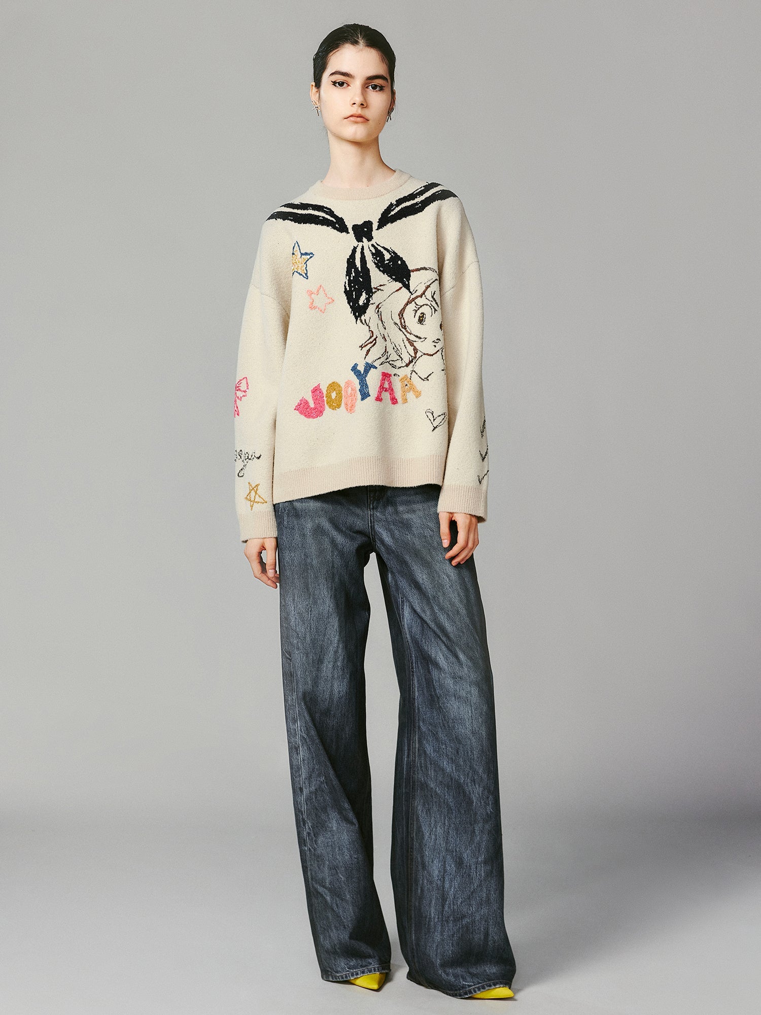 Graffiti trompe l'oeil sailor collar anime girl sweater