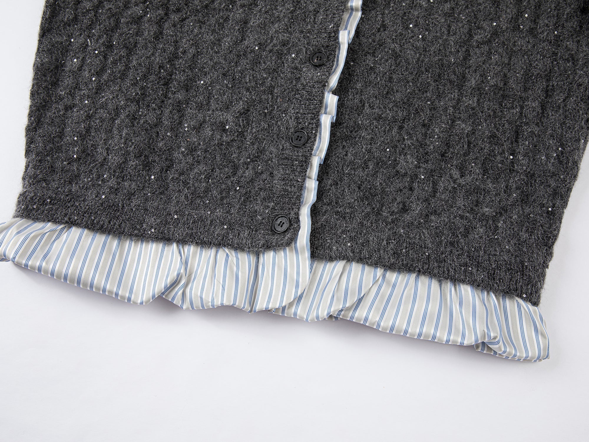 Exposed lining wool cardigan