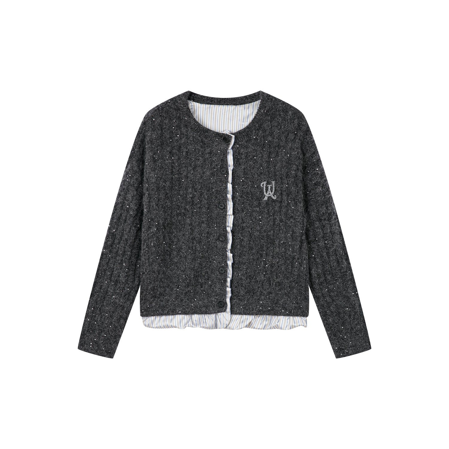 Exposed lining wool cardigan