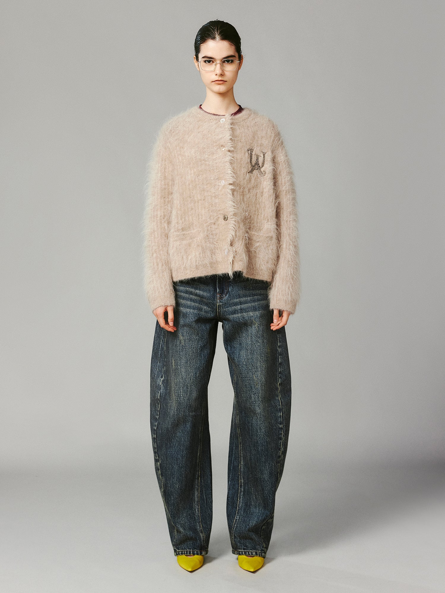 Fluffly long sleeve wool cardigan