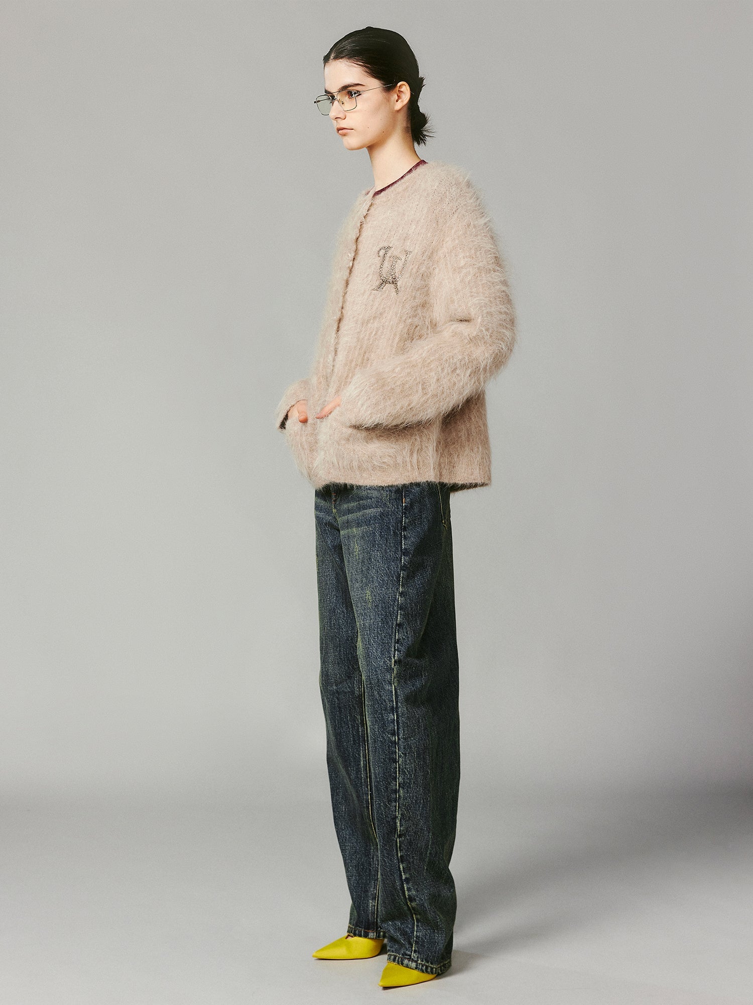 Fluffly long sleeve wool cardigan
