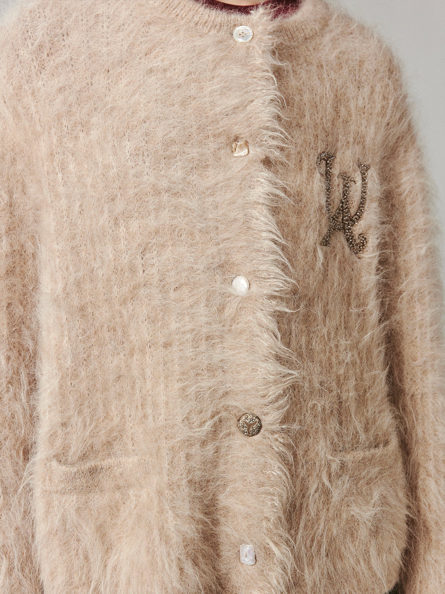 Fluffly long sleeve wool cardigan