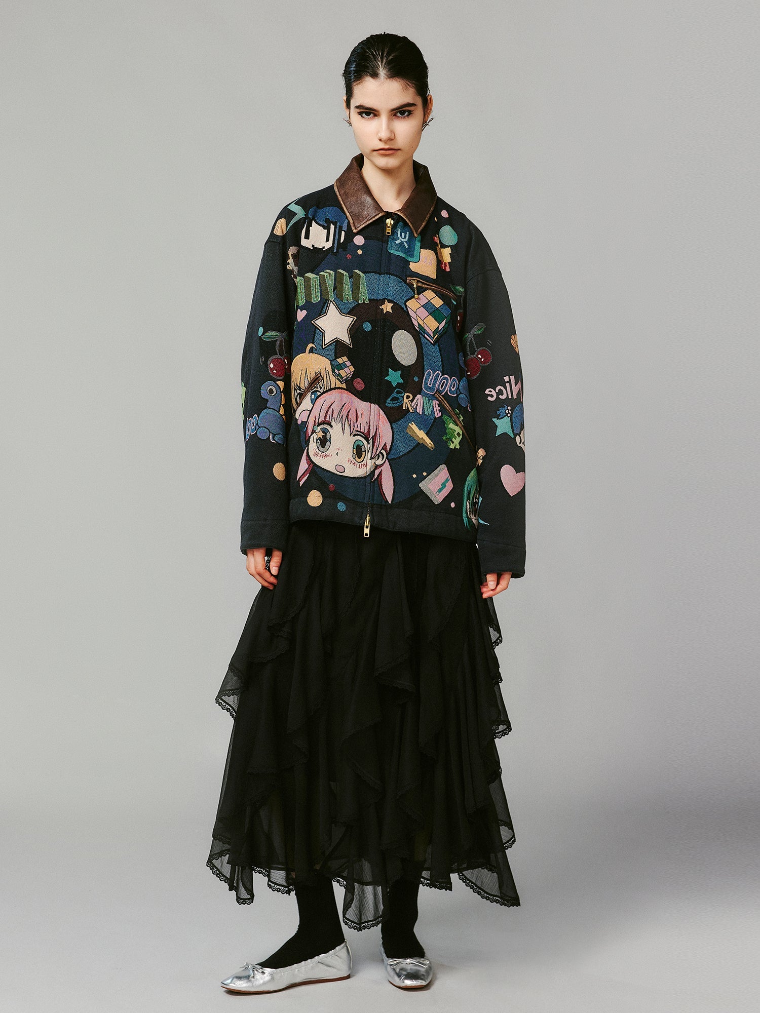 Anime girl tapestry workwear jacket