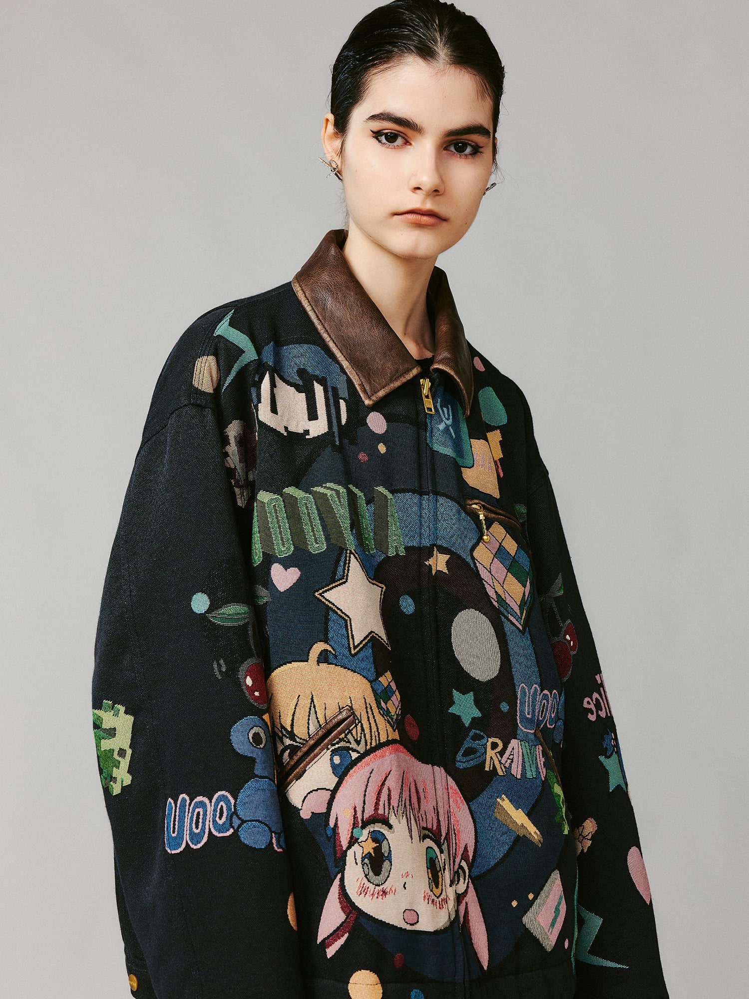Anime girl tapestry workwear jacket