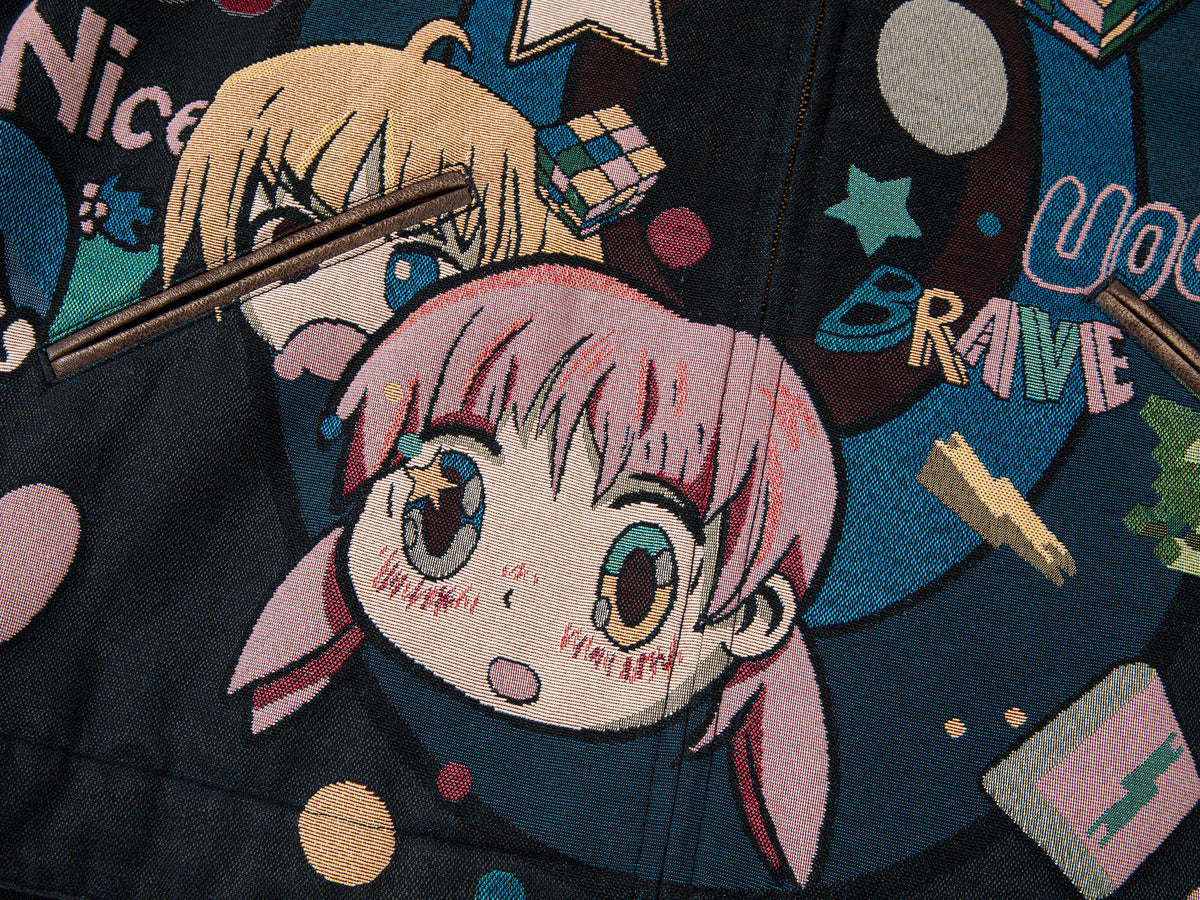 Anime girl tapestry workwear jacket
