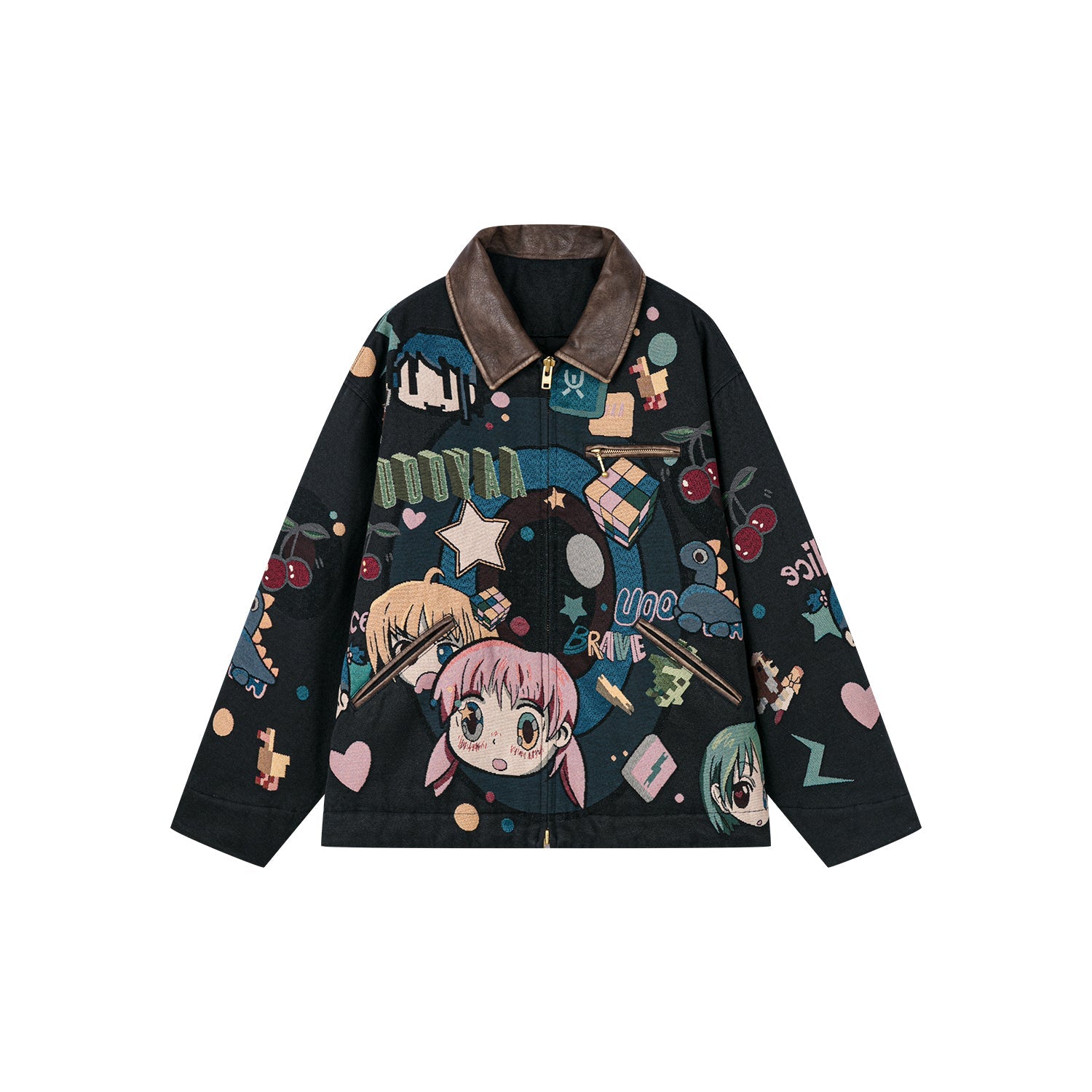 Anime girl tapestry workwear jacket