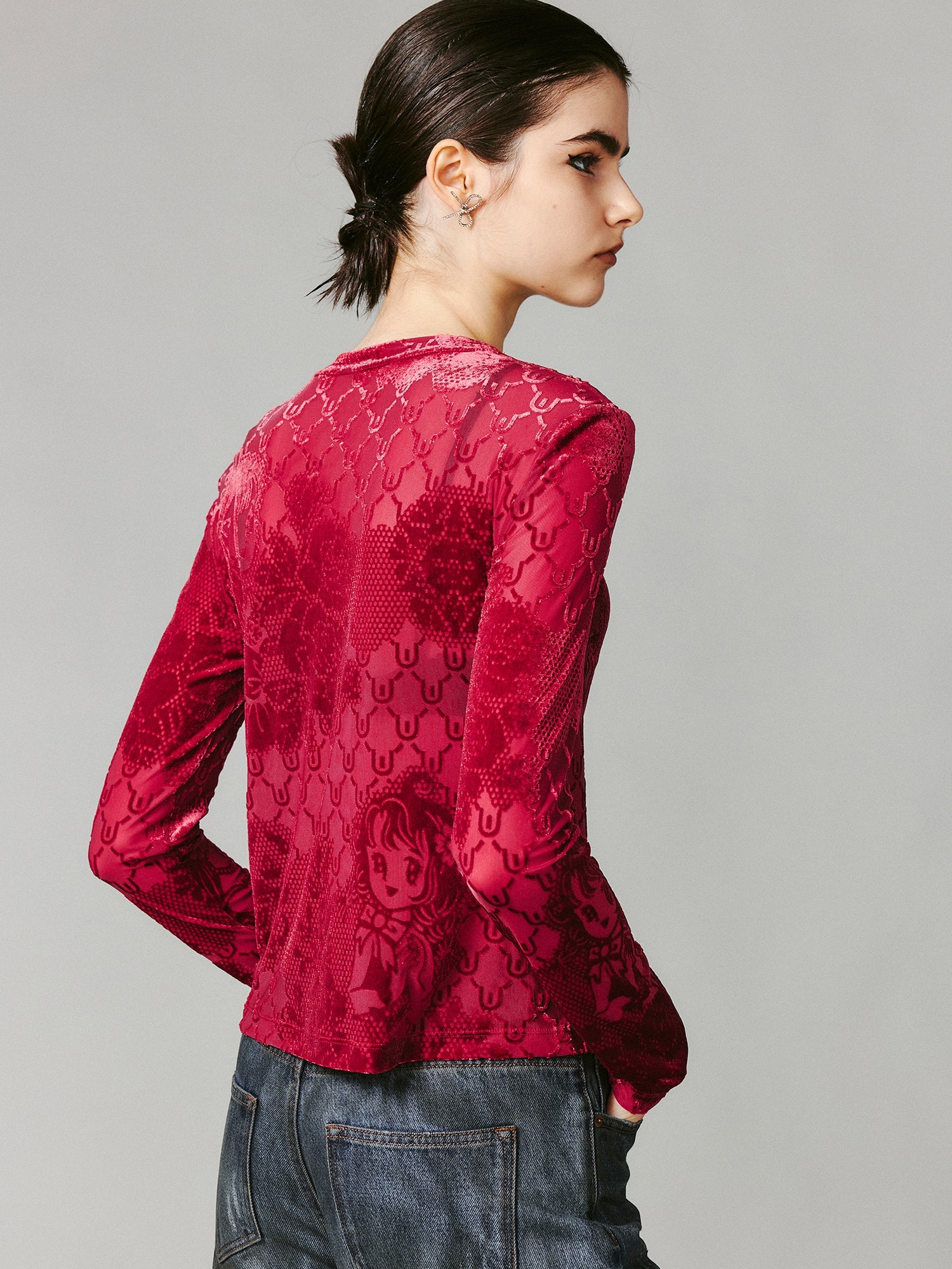 Anime girl velvet burnout t-shirt