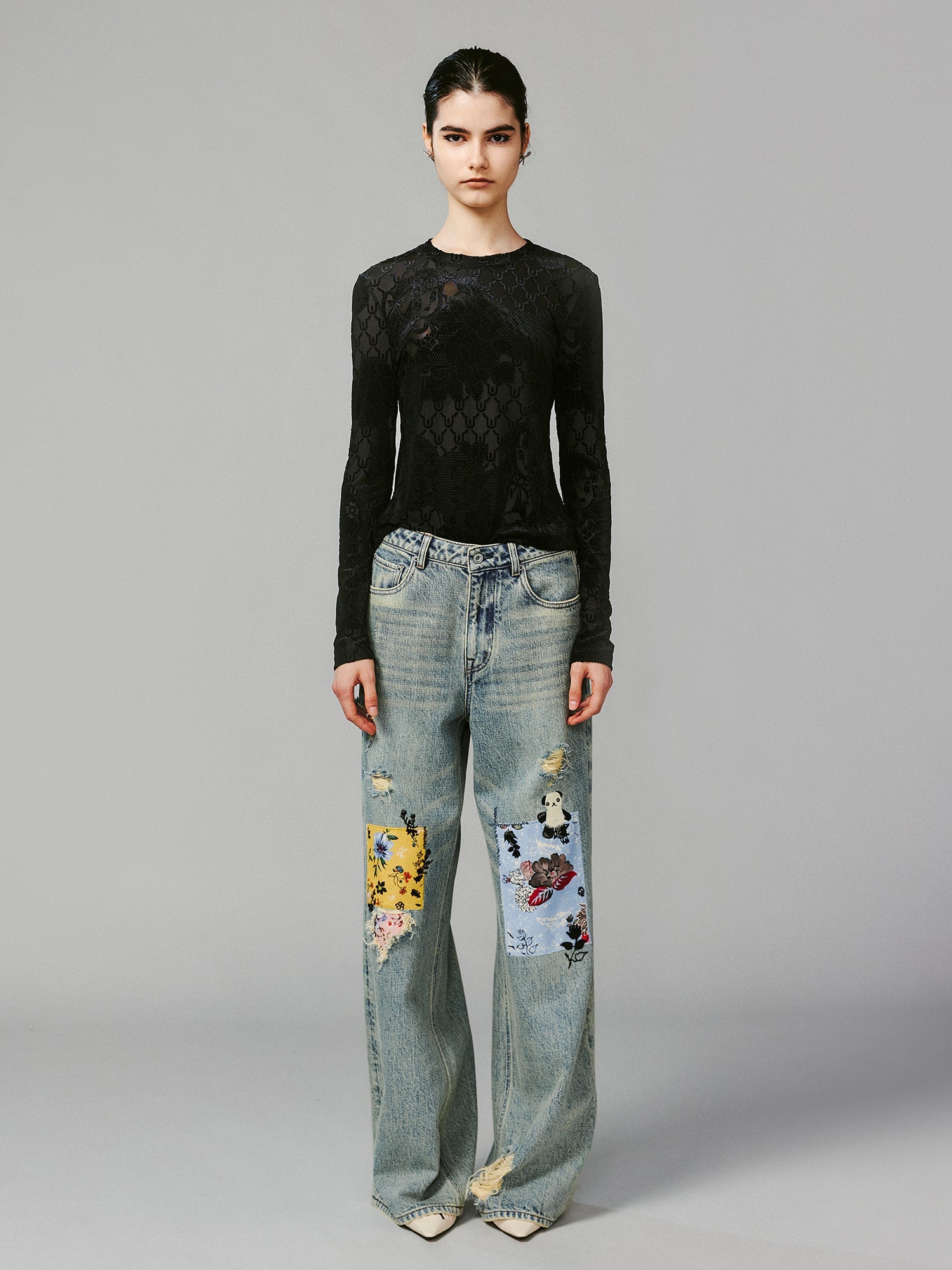 Anime girl velvet burnout t-shirt