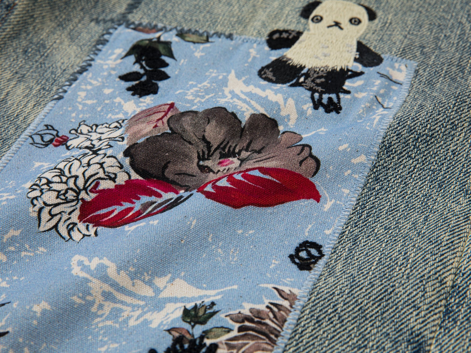 Artistic patchwork jeans