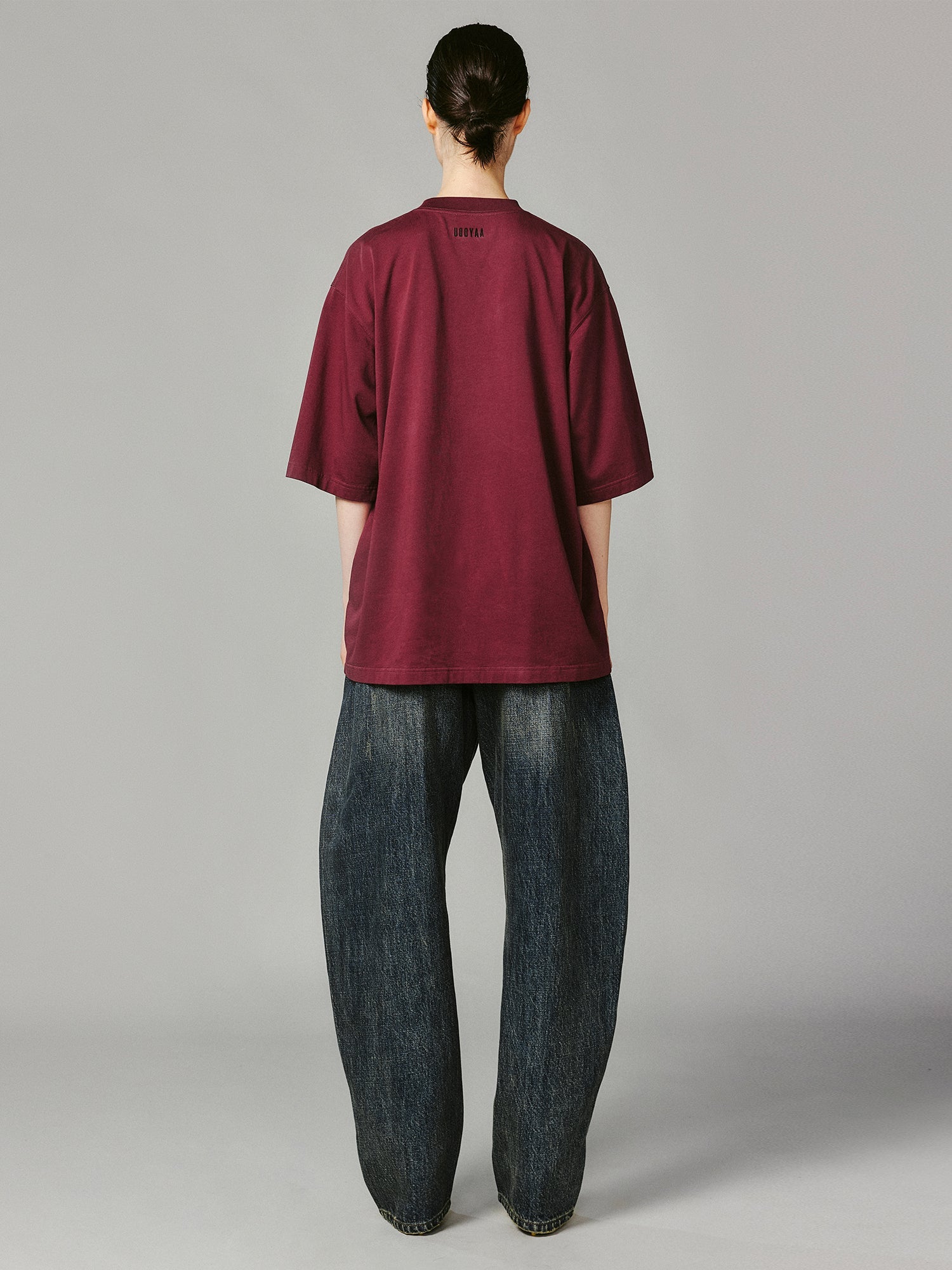 Washed curved blade jeans