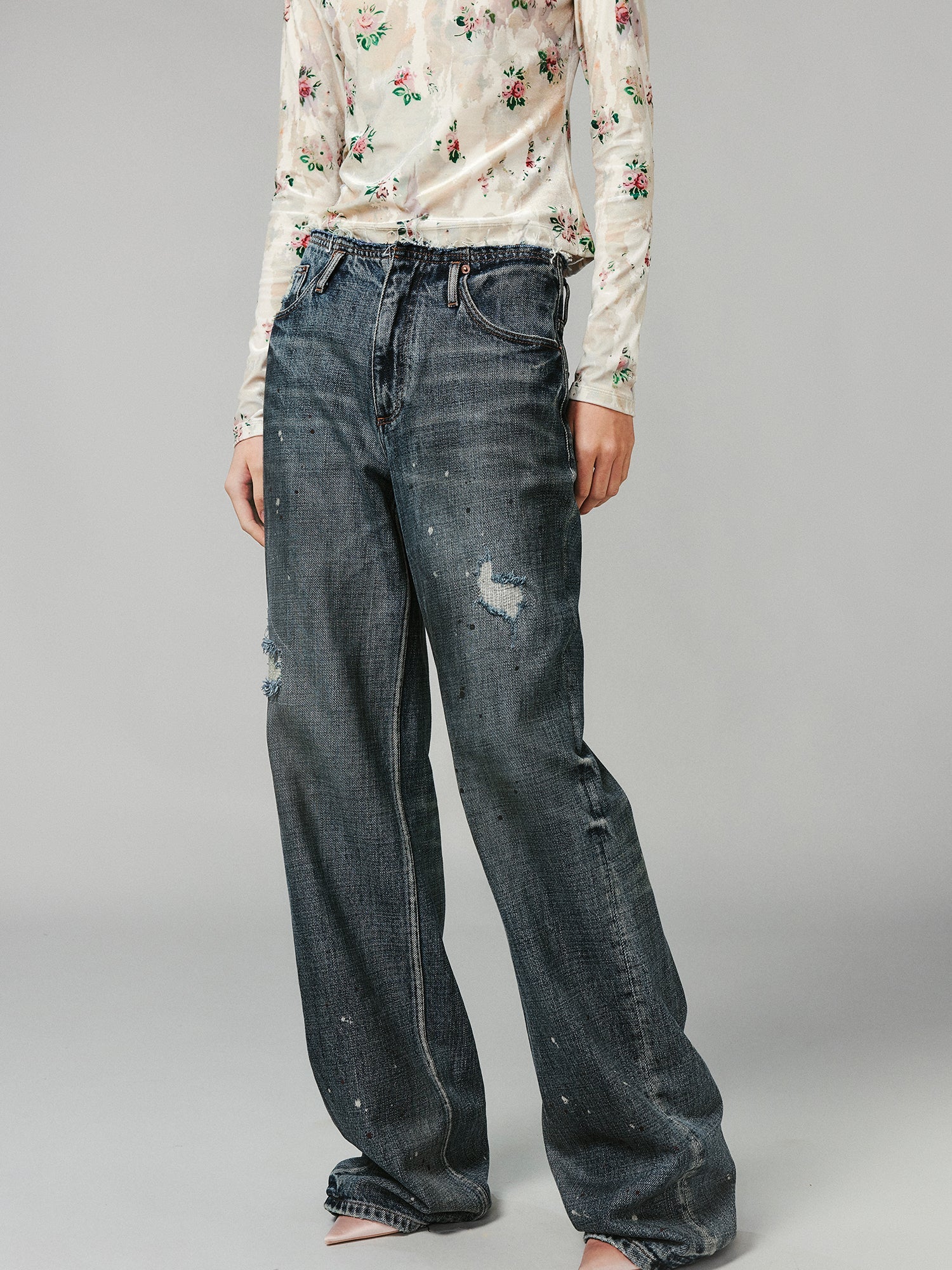 Paint-splatter jeans