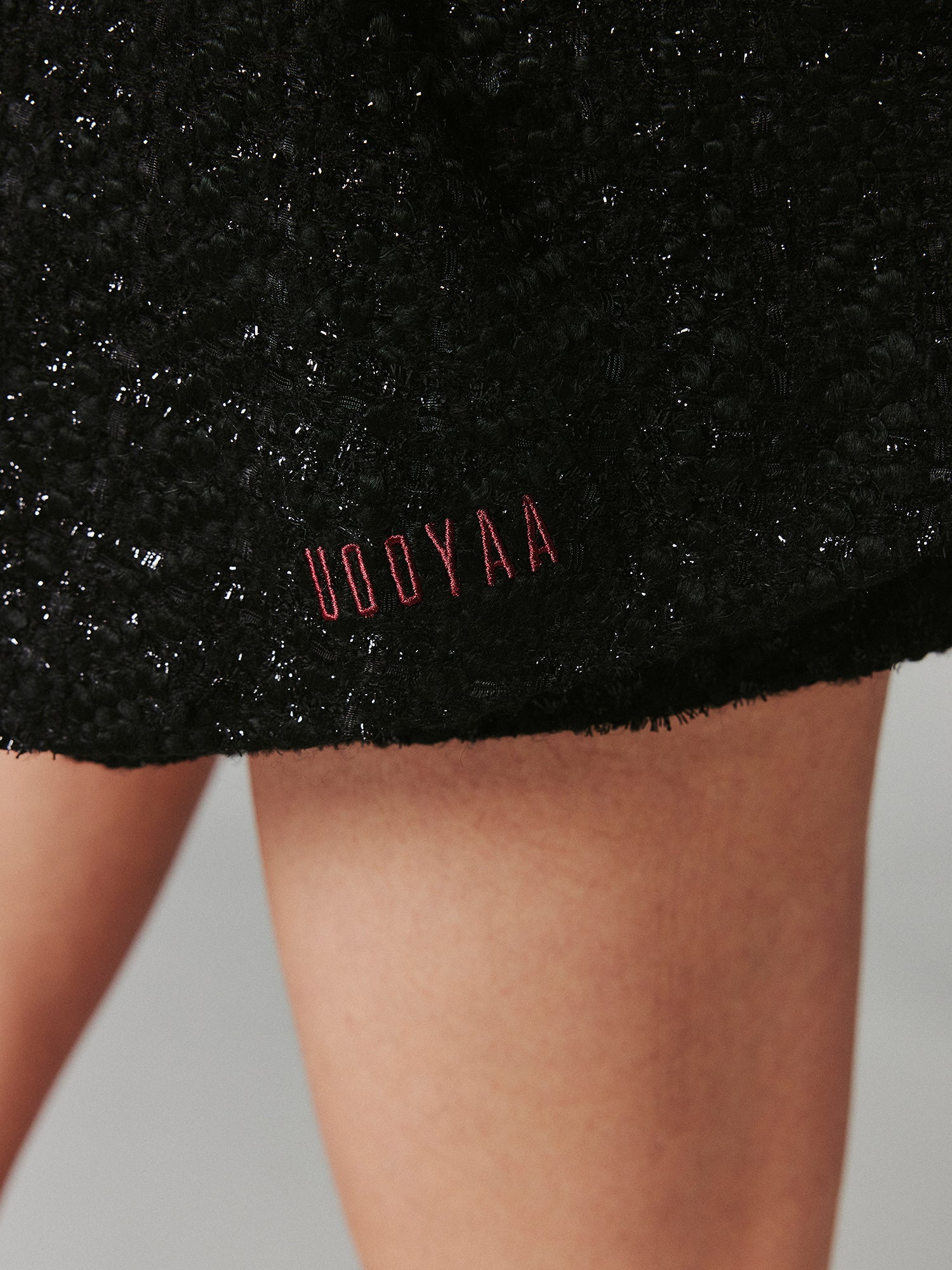 Metallic thread tweed skort