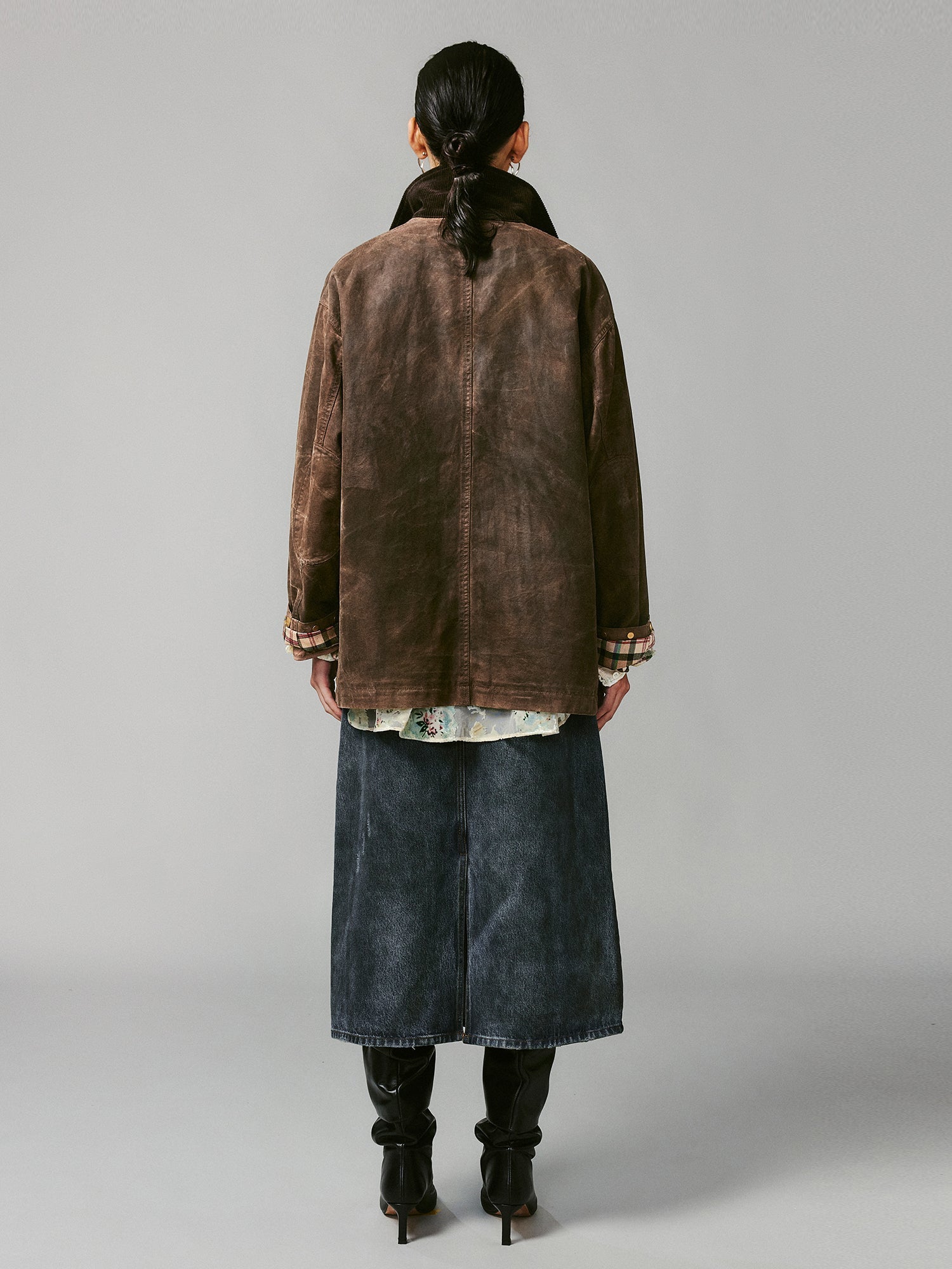 Vintage-inspired Chinese knot button workwear jacket