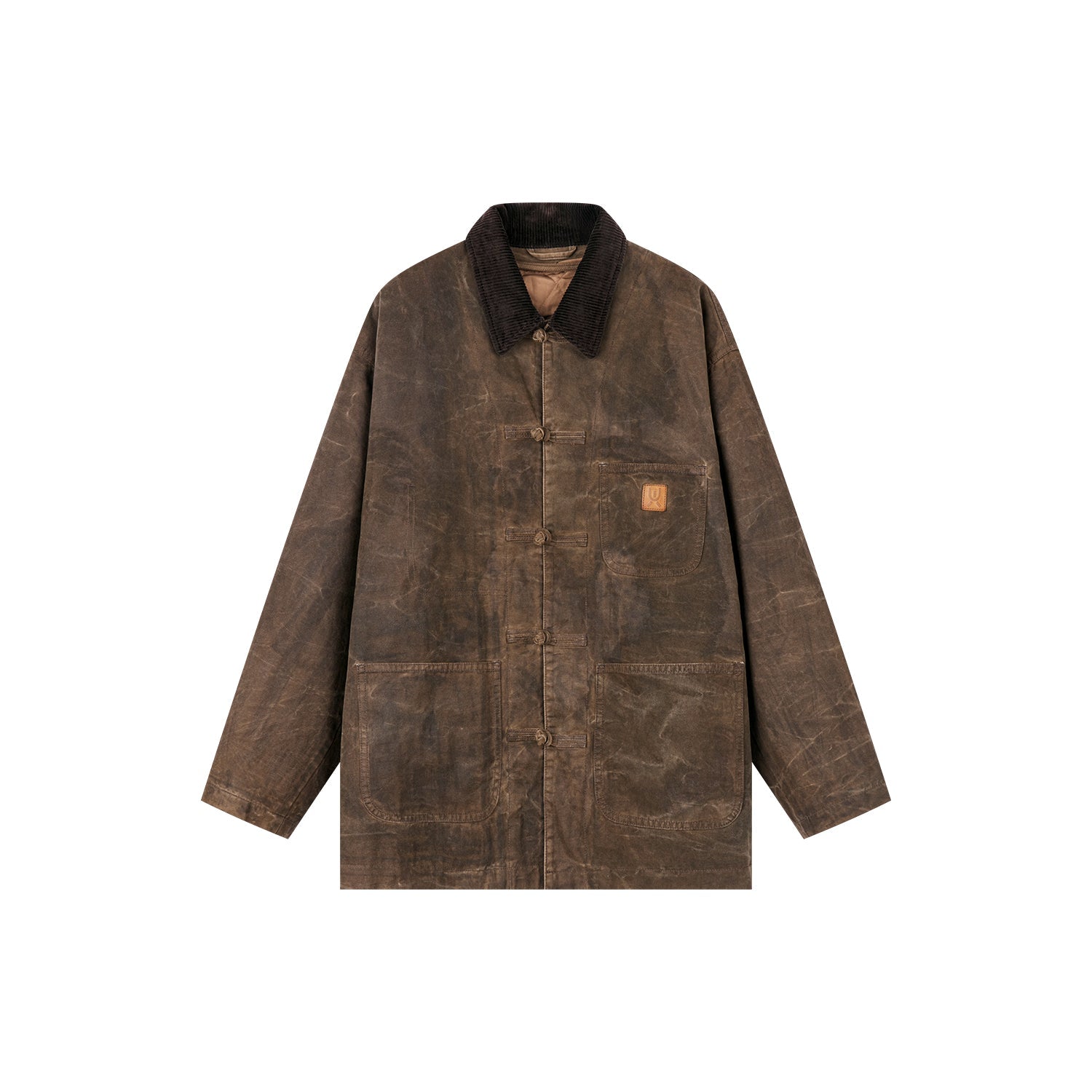 Vintage-inspired Chinese knot button workwear jacket