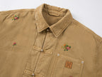 Floral embroidered and beaded workwear jacket