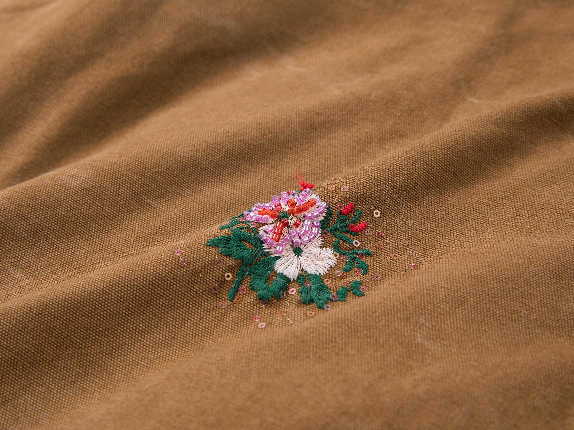 Floral embroidered and beaded workwear jacket