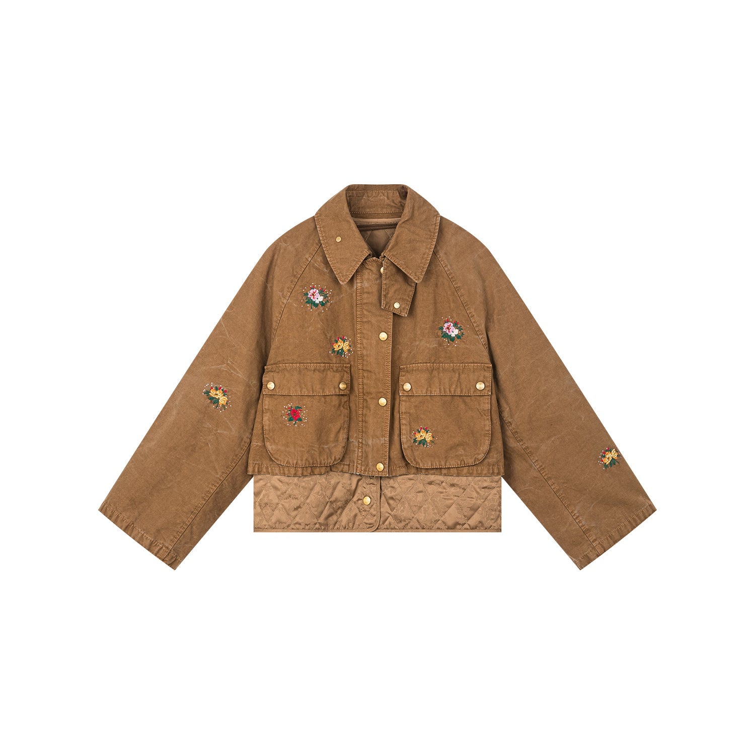 Floral embroidered and beaded workwear jacket