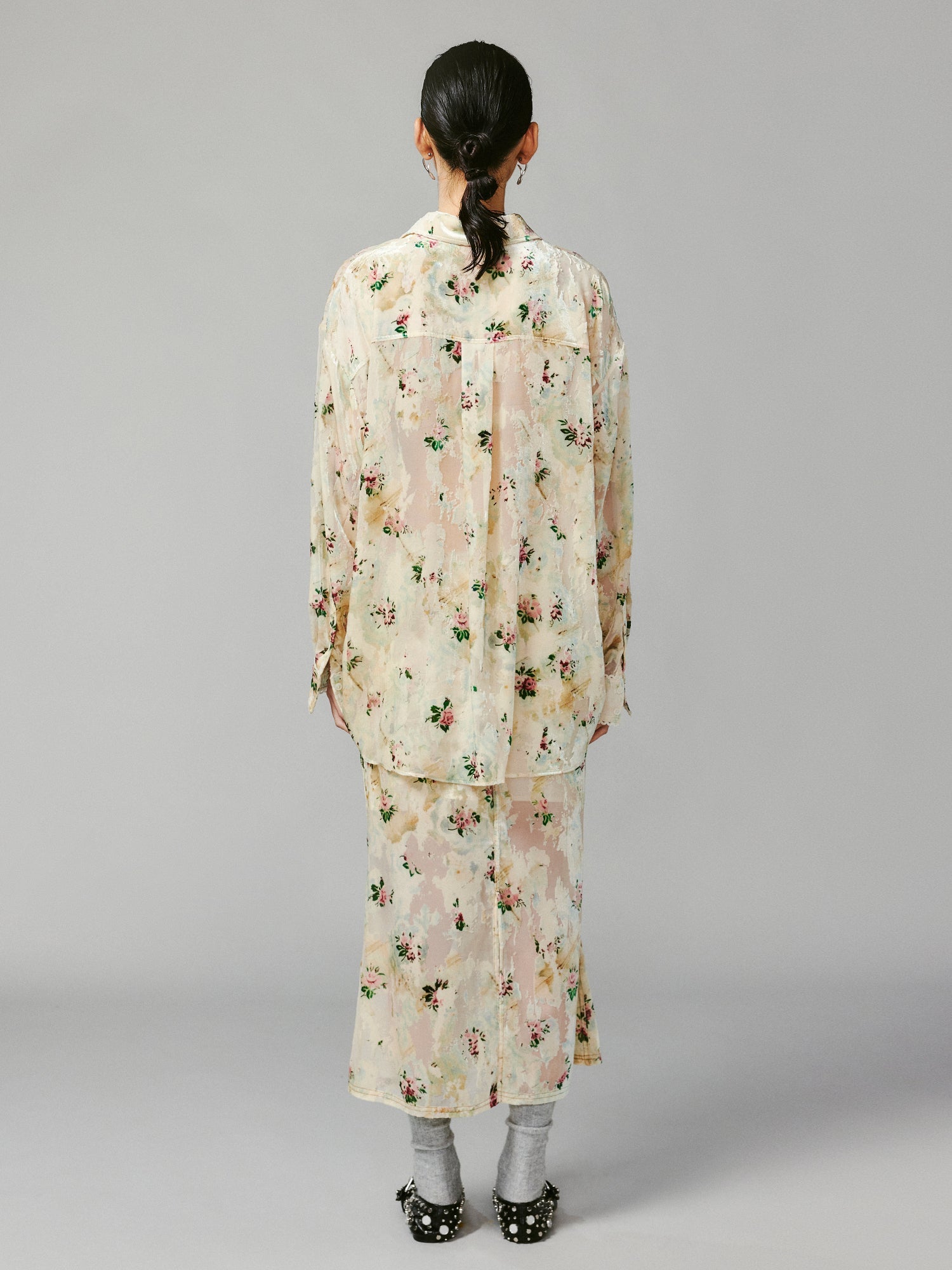 Floral crushed velvet shirt