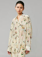 Floral crushed velvet shirt