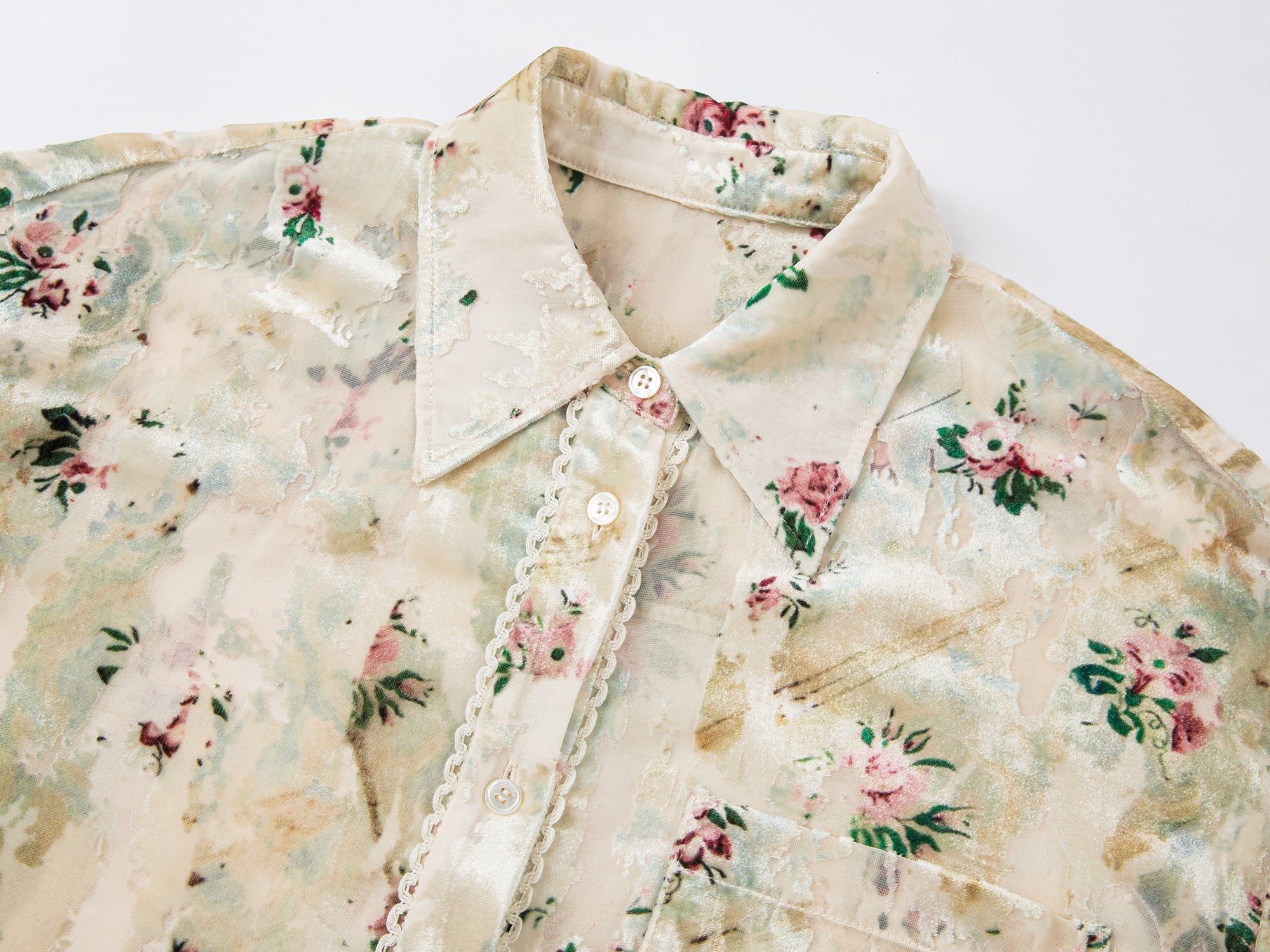 Floral crushed velvet shirt