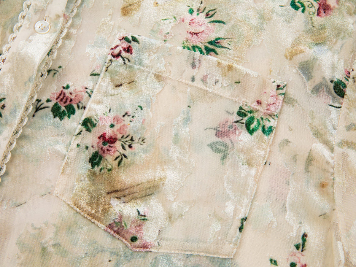 Floral crushed velvet shirt