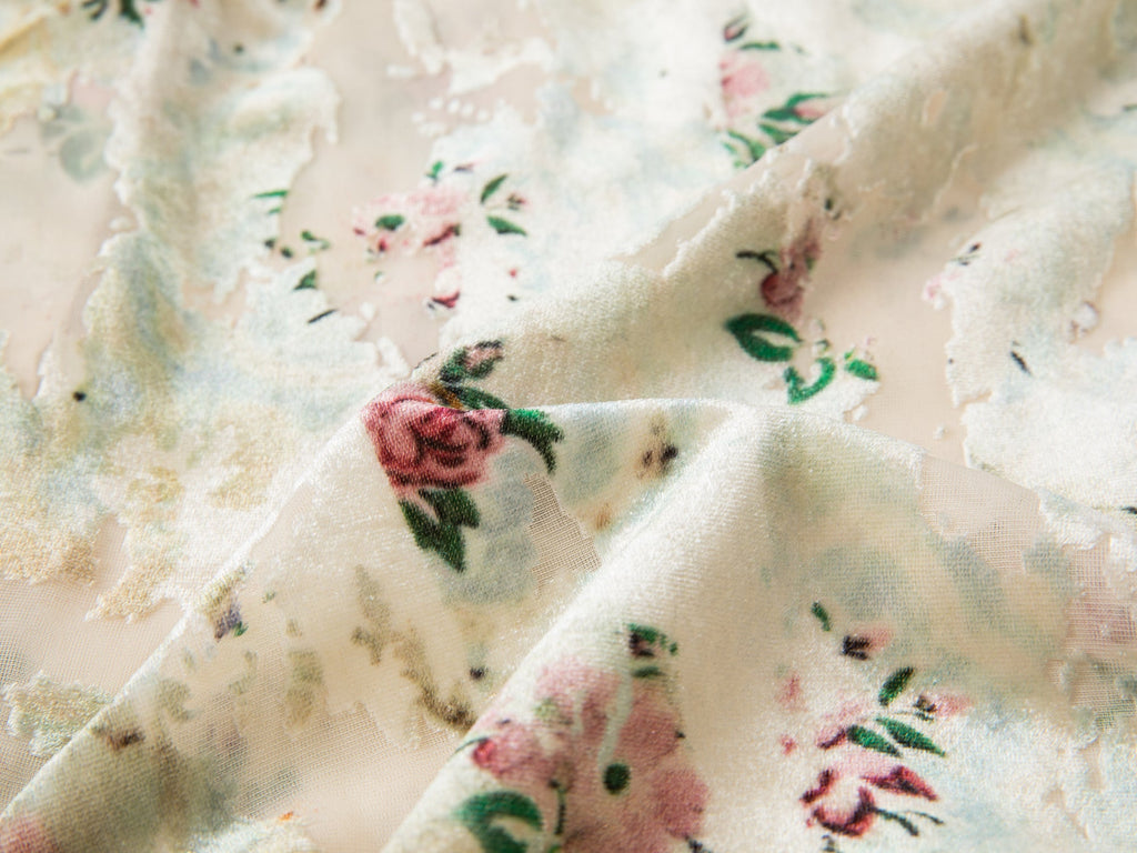 Floral crushed velvet shirt