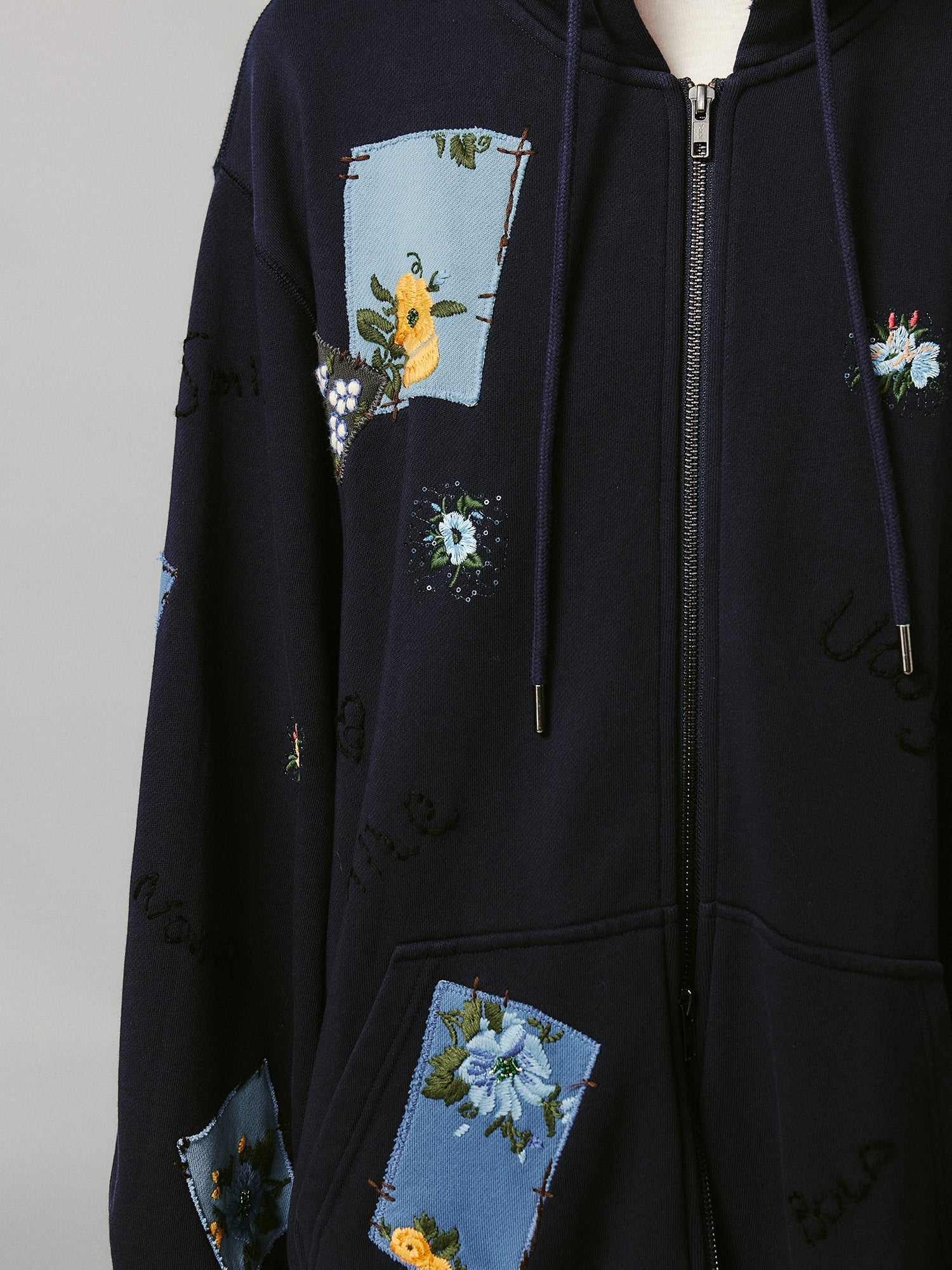Floral patch hooded jacket