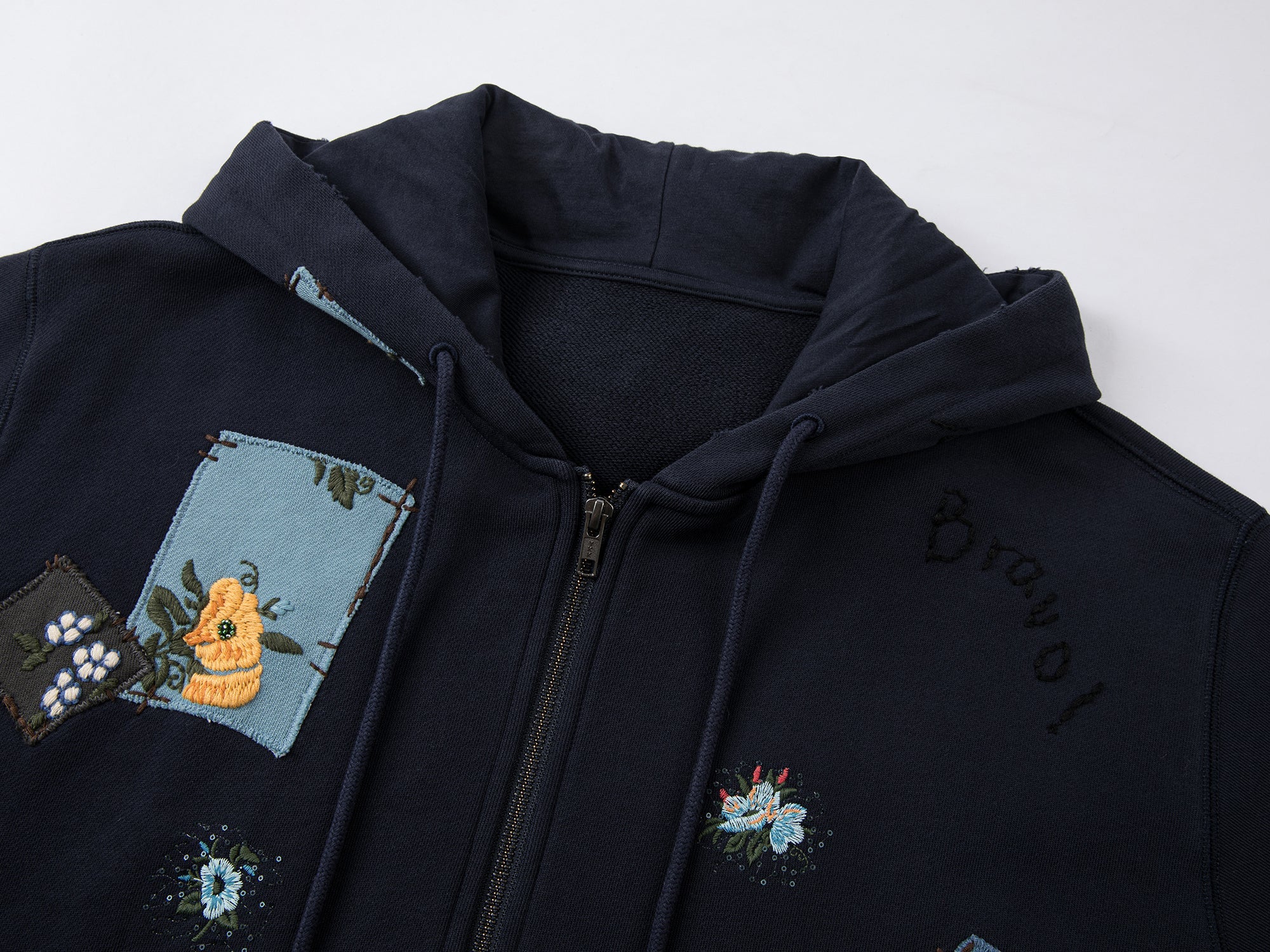 Floral patch hooded jacket