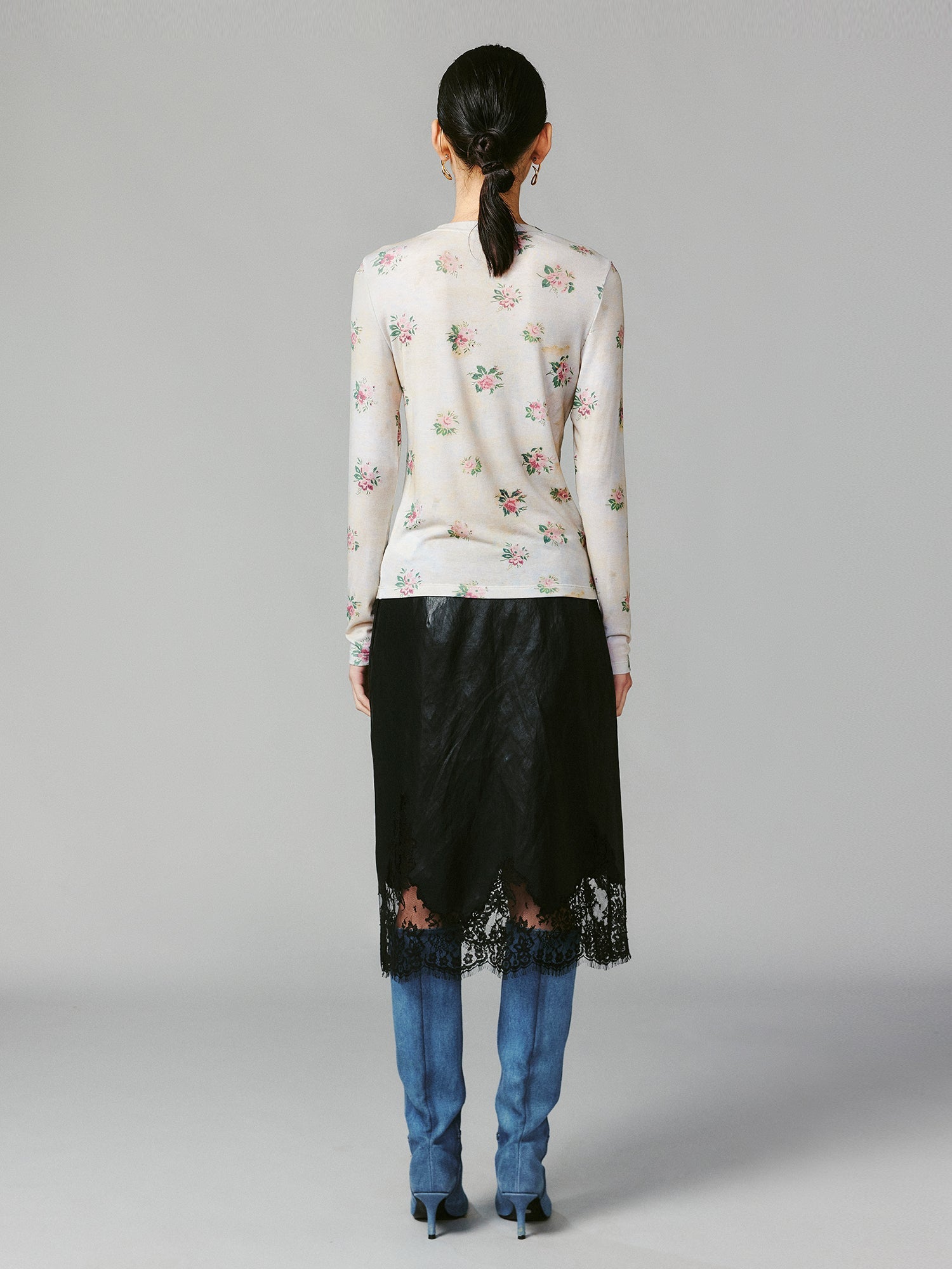 Logo floral print long sleeve top