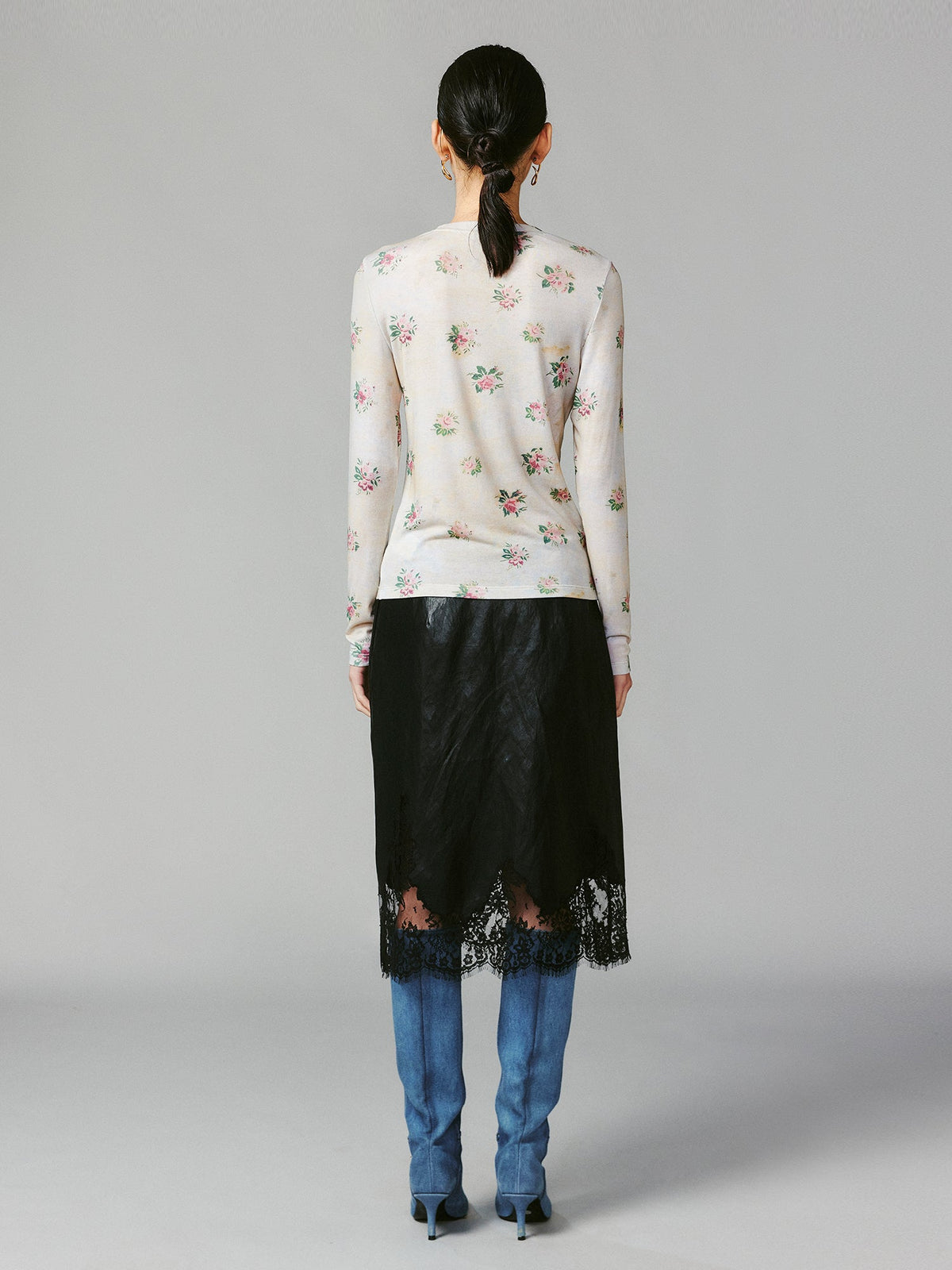 Logo floral print long sleeve top