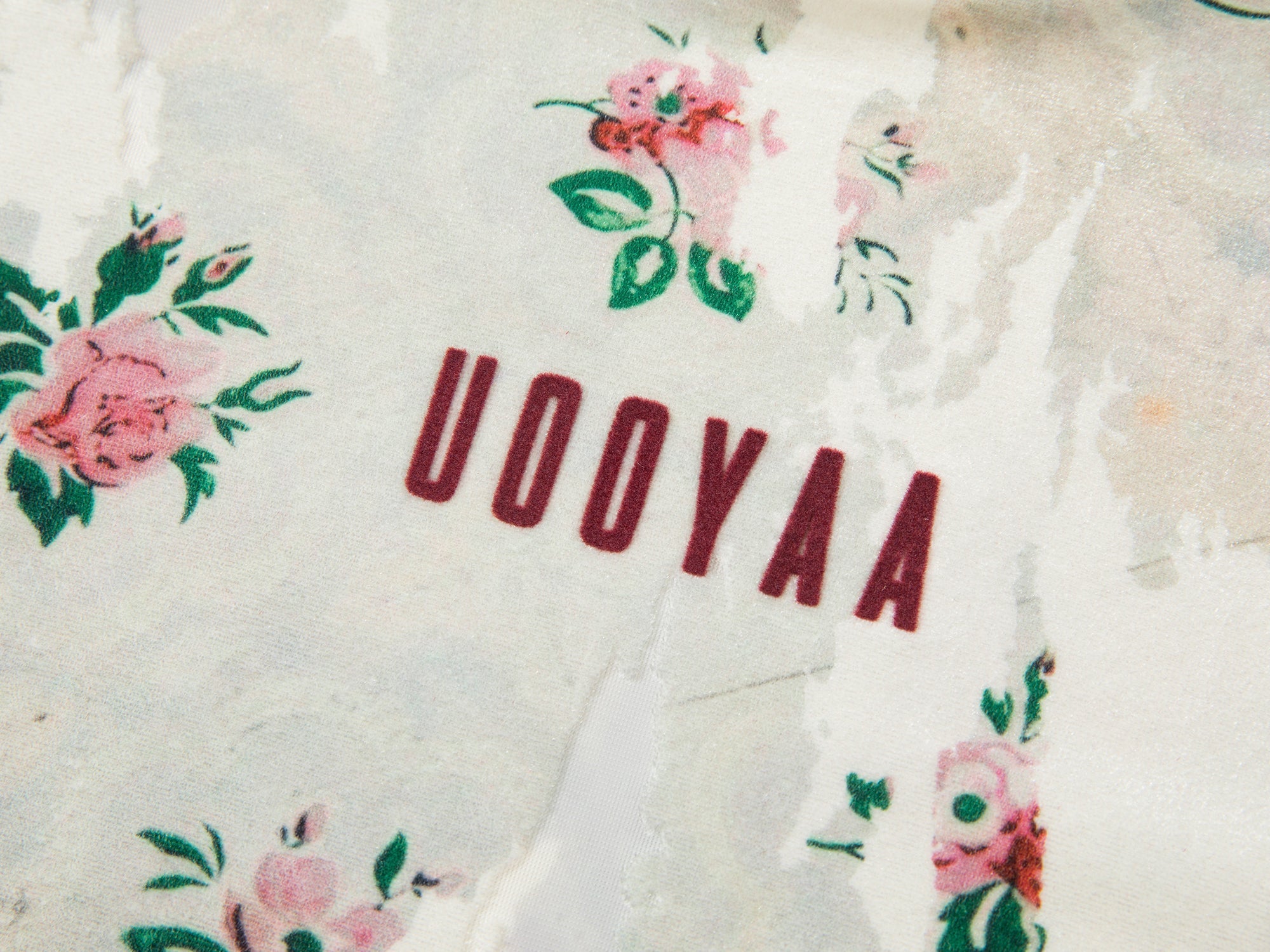 Floral crushed velvet mock-neck top