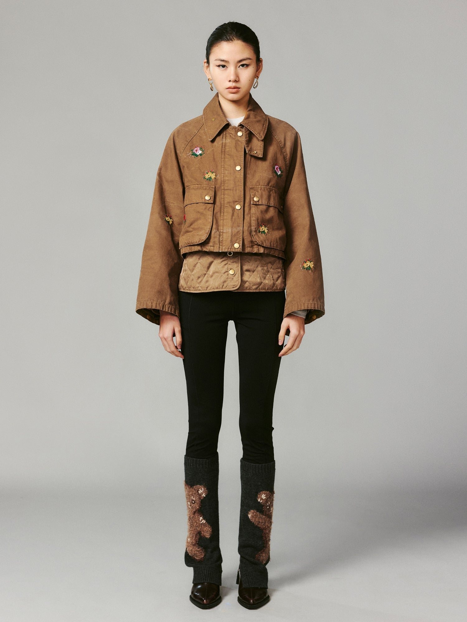 Teddy bear sock-leg yoga pants